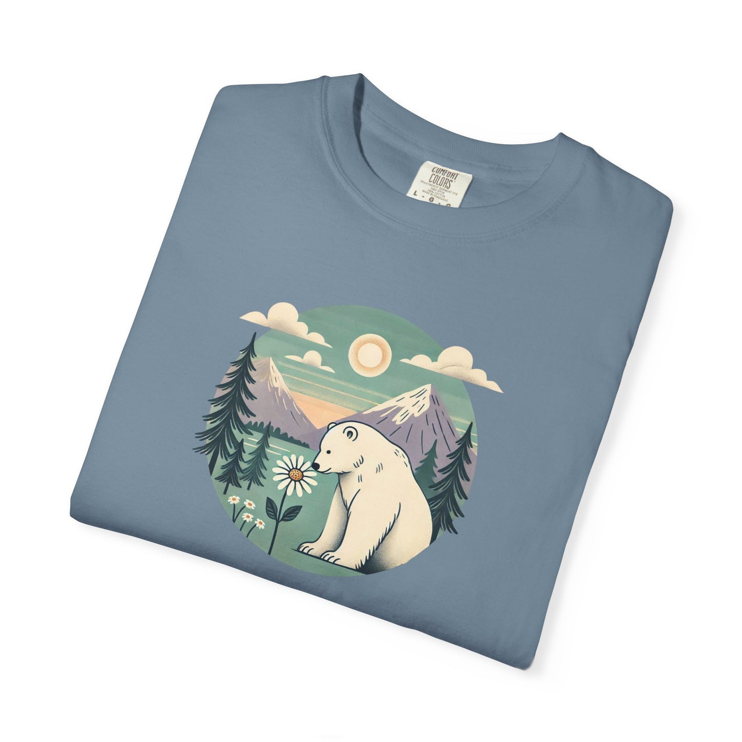 Polar Bear Daisy Mountain Comfort Colors Tee