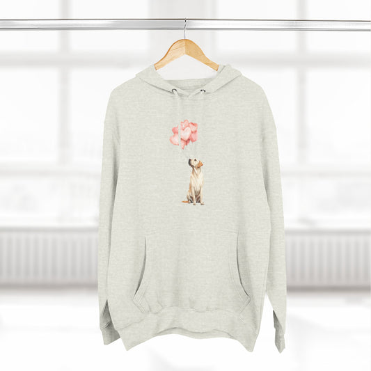 Yellow Labrador with Heart Balloons Hoodie