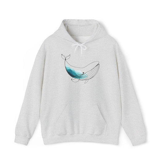 Minimalist Blue Whale Hoodie | Coastal Den Edition