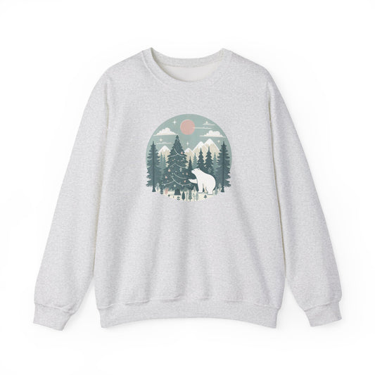 Festive Forest Polar Bear Sweatshirt | Holiday Den Edition