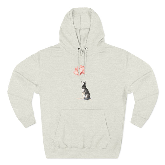 Husky with Heart Balloons Hoodie