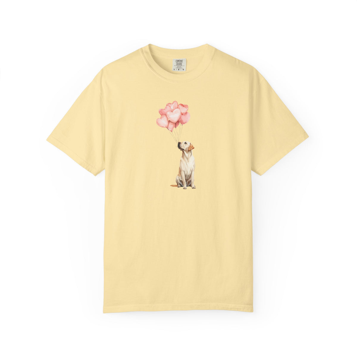 Yellow Labrador Heart Balloons Comfort Colors Tee