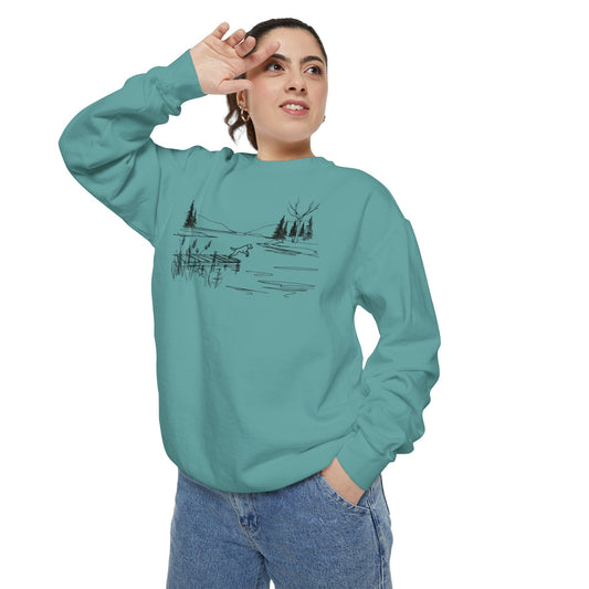 The Lakeside Jump Charcoal Sketch Pullover | Premium Comfort Colors® Heritage Fleece