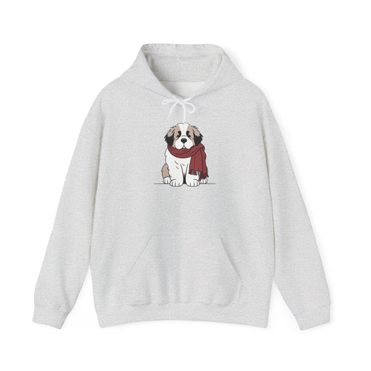 Saint Bernard Puppy Scarf Premium Hoodie | Cozy Den Edition