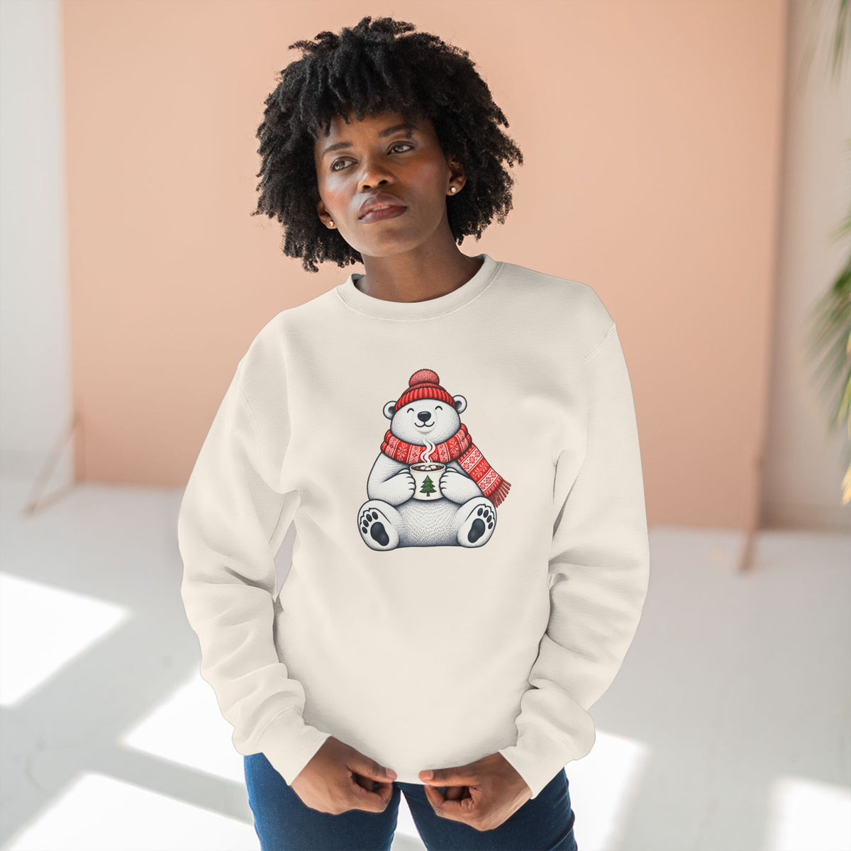 Cozy Cocoa Polar Bear Christmas Crewneck Sweatshirt