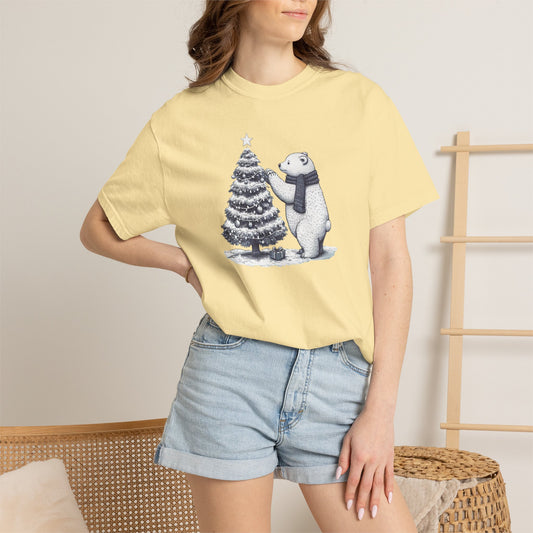 Vintage Polar Bear Christmas Tree Comfort Colors Tee