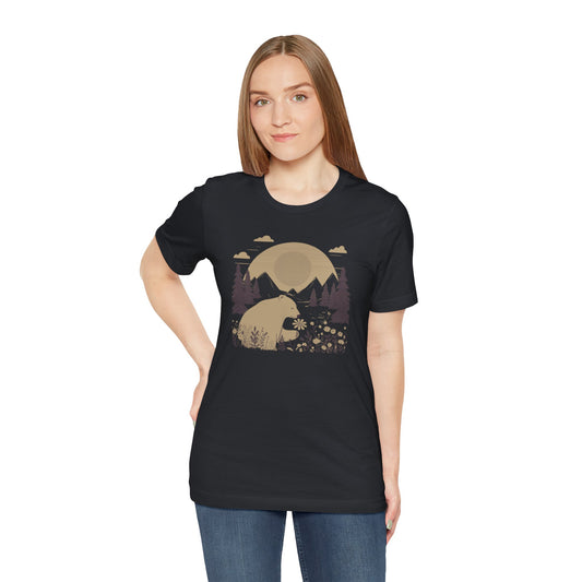Nature's Kindness Bear Tee – Peaceful Forest Flower Scene