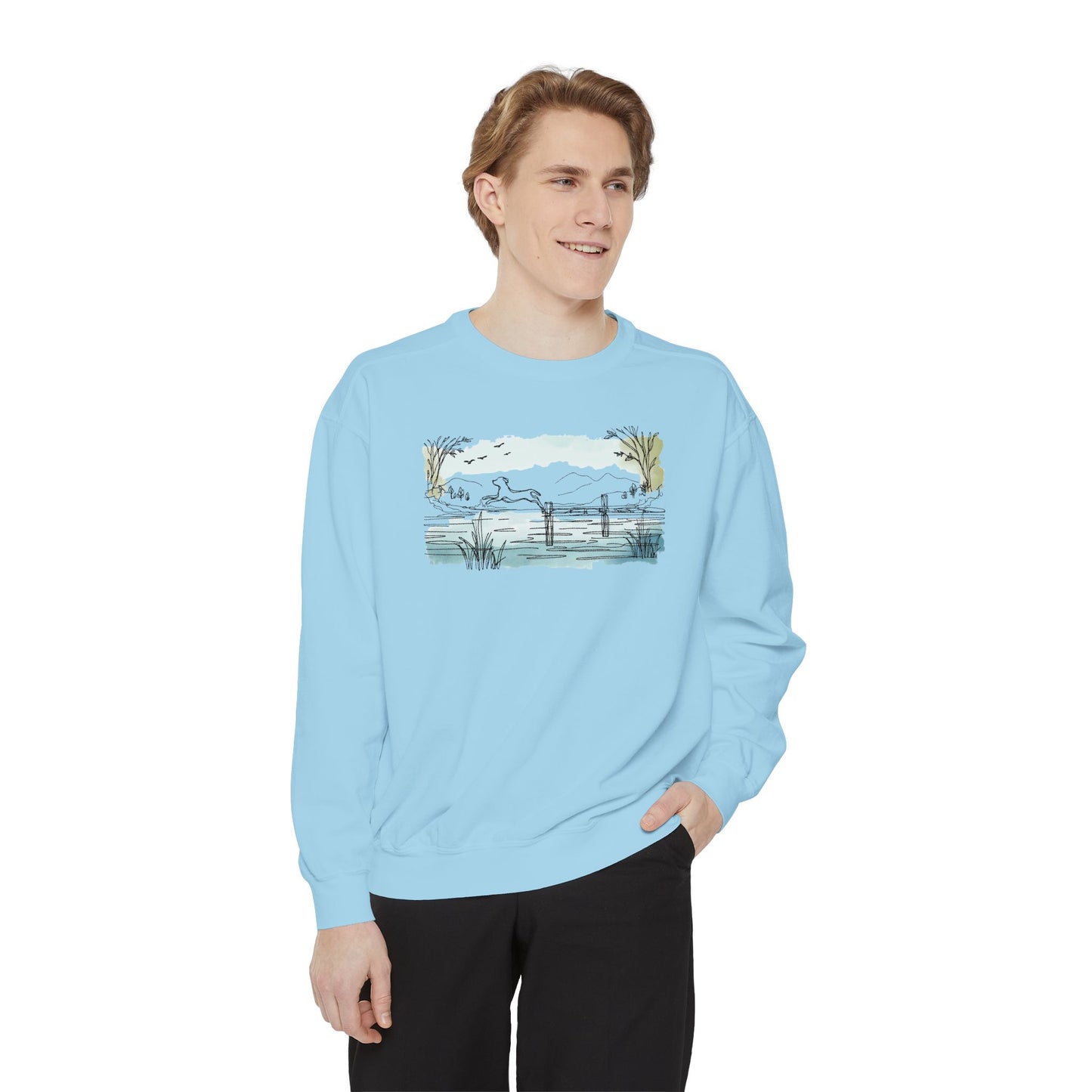 Lake Leap Dog Watercolor Tee