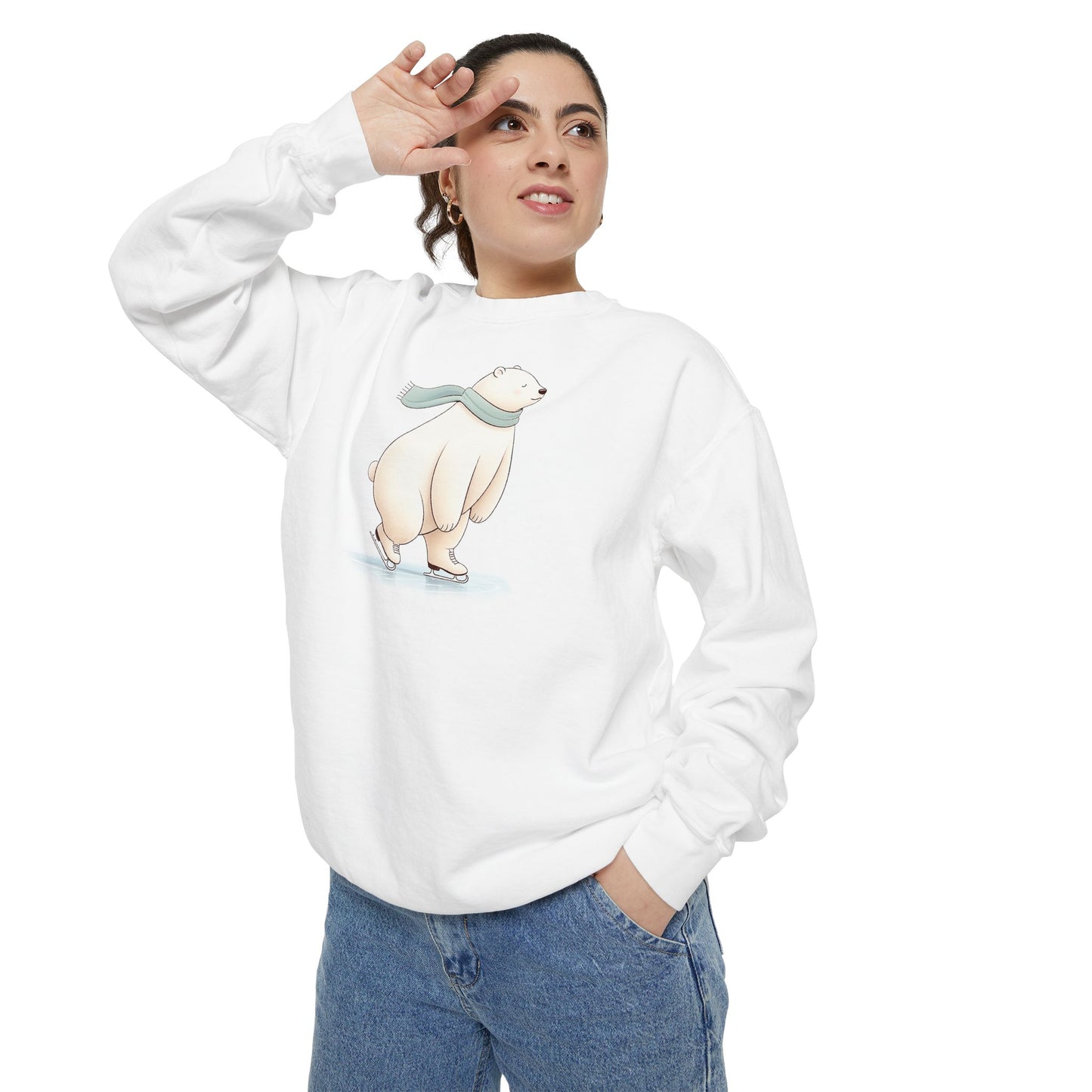 Ice Skating Polar Bear Comfort Colors Sweatshirt