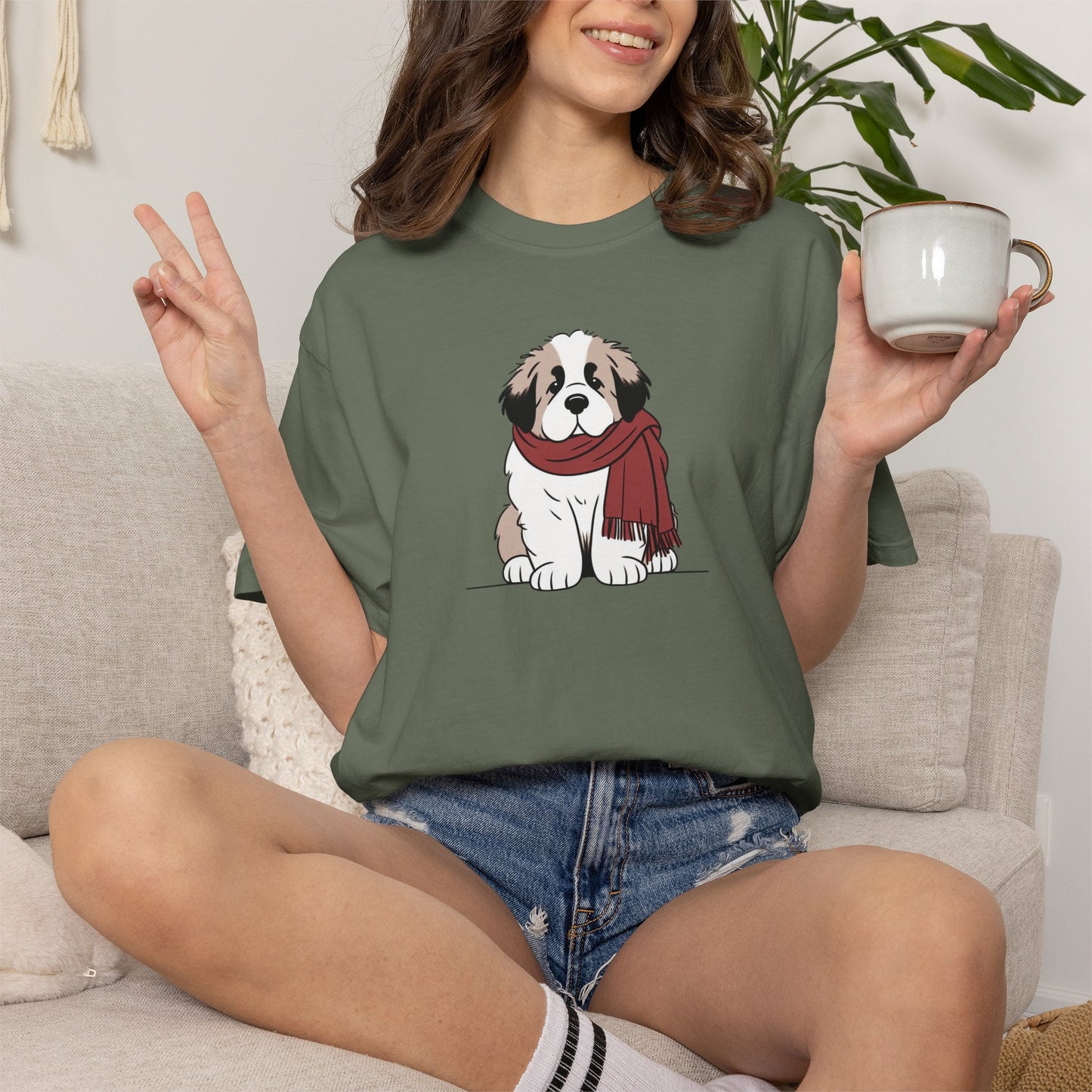 Winter Saint Bernard Comfort Colors Tee