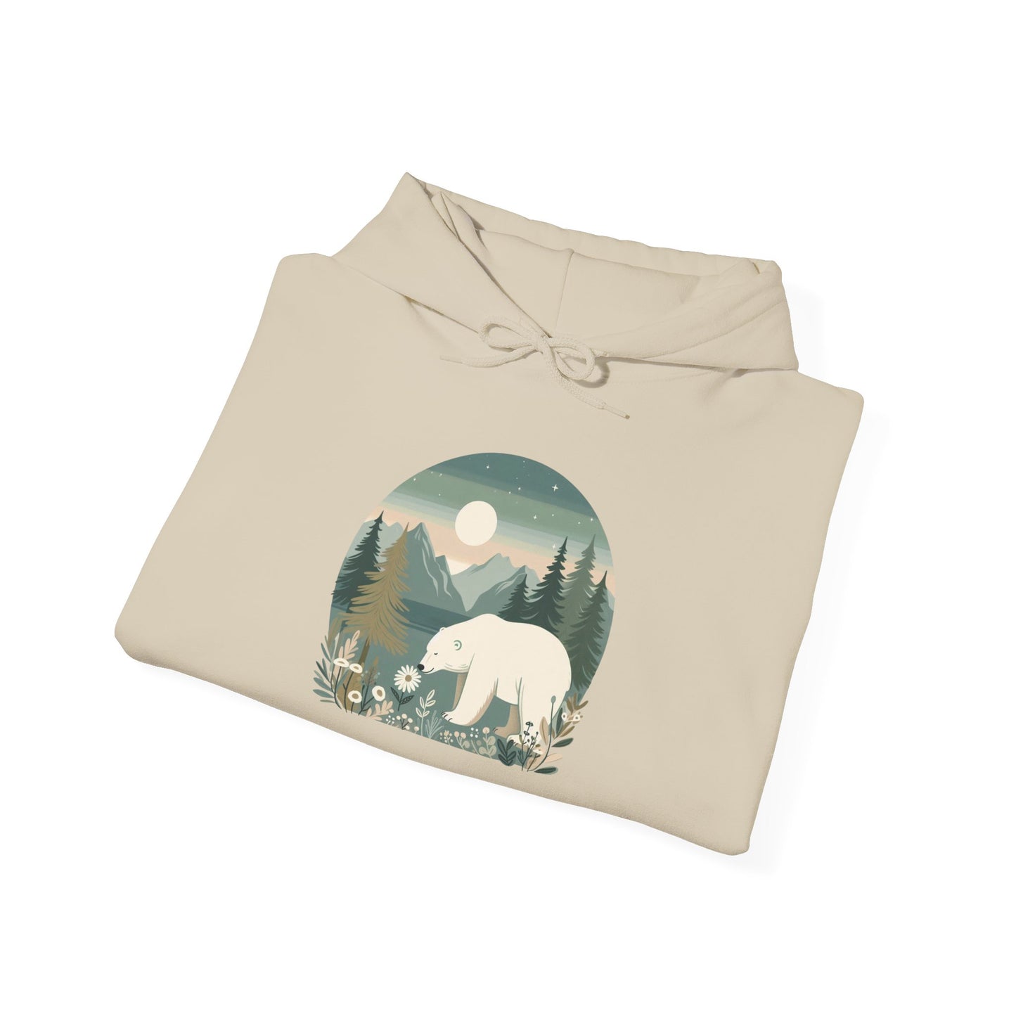 Moonlight Polar Bear Hoodie | Peaceful Nature-Inspired Sweatshirt
