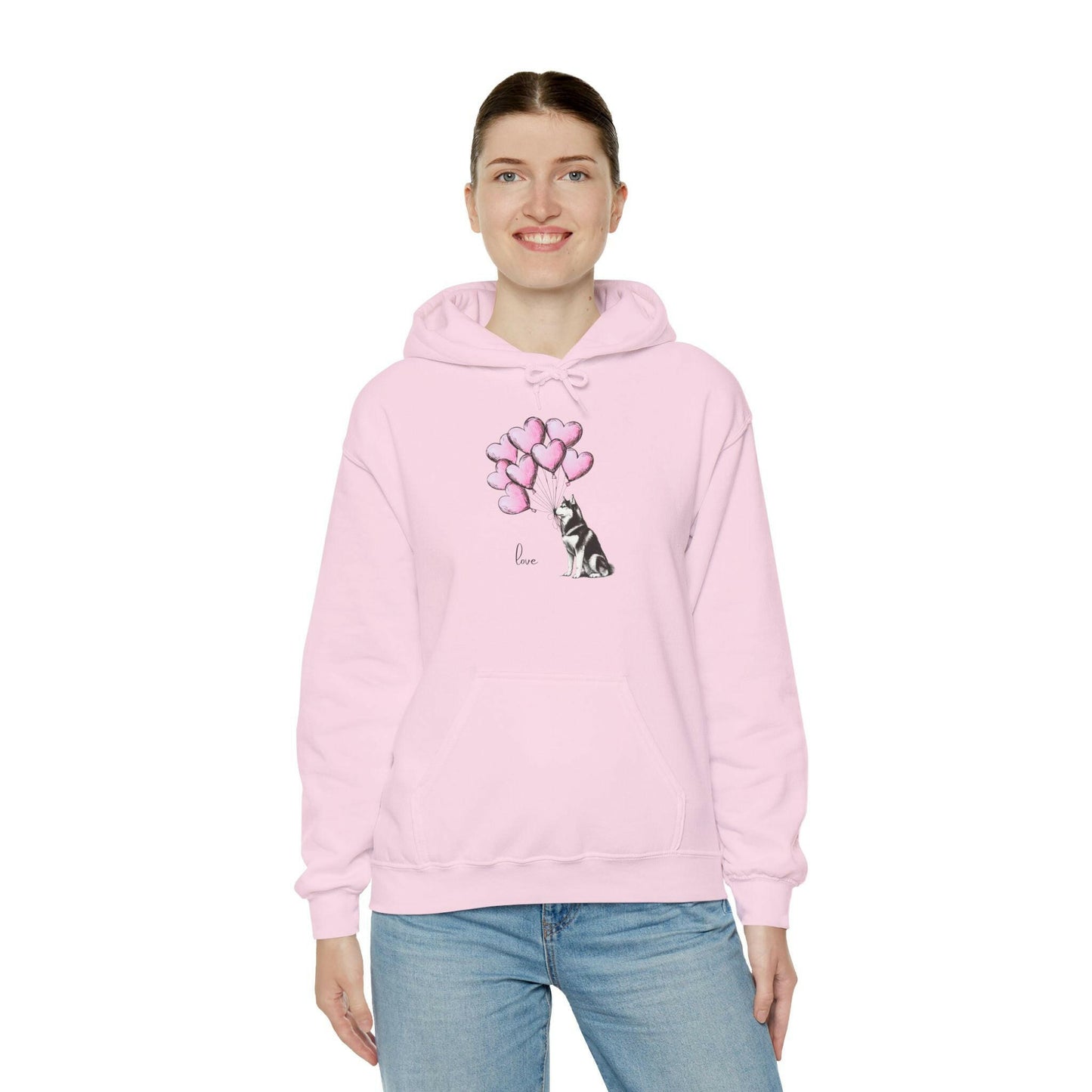 Siberian Husky Heart Balloons Hoodie