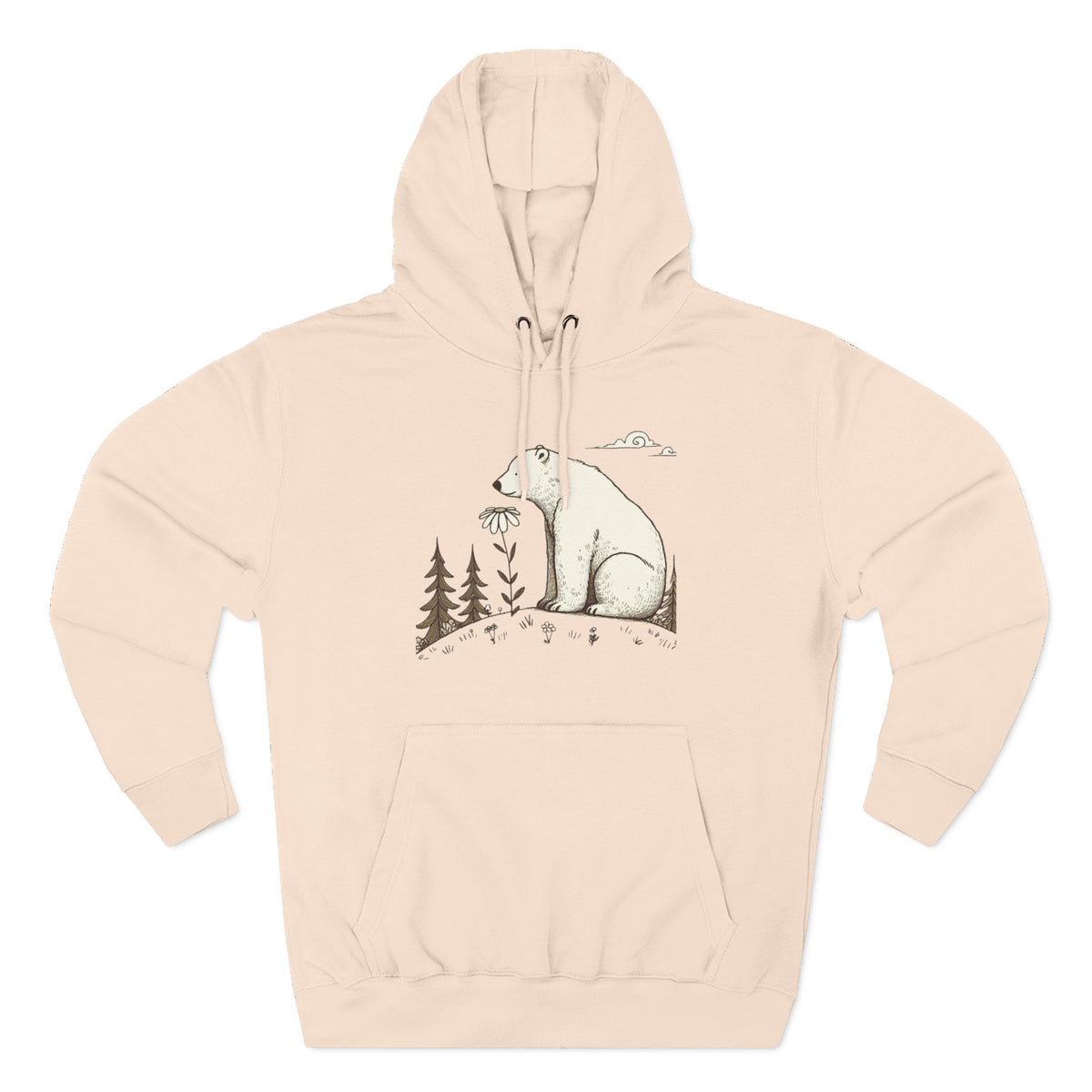 Polar Bear Meadow Hoodie | Minimalist Nature Sweatshirt