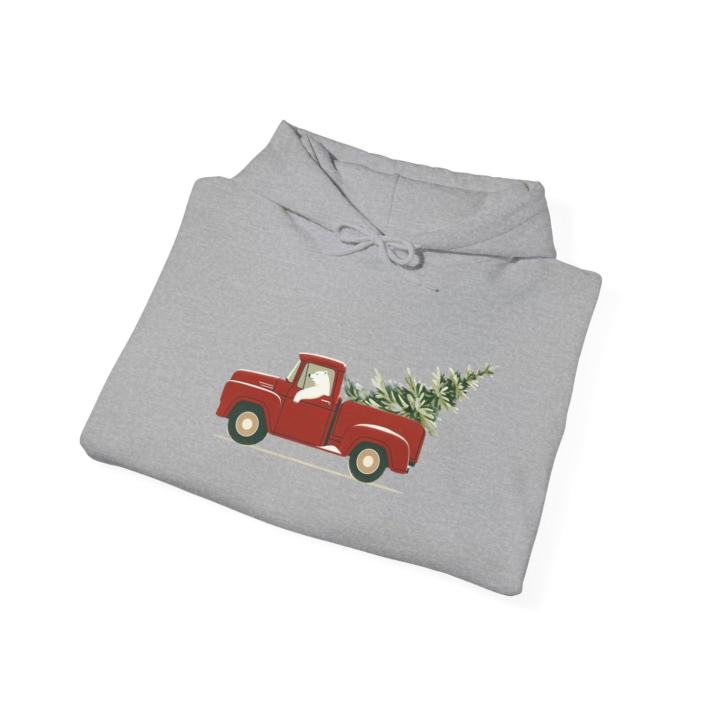 Polar Bear Christmas Truck, Heavyweight Hoodie