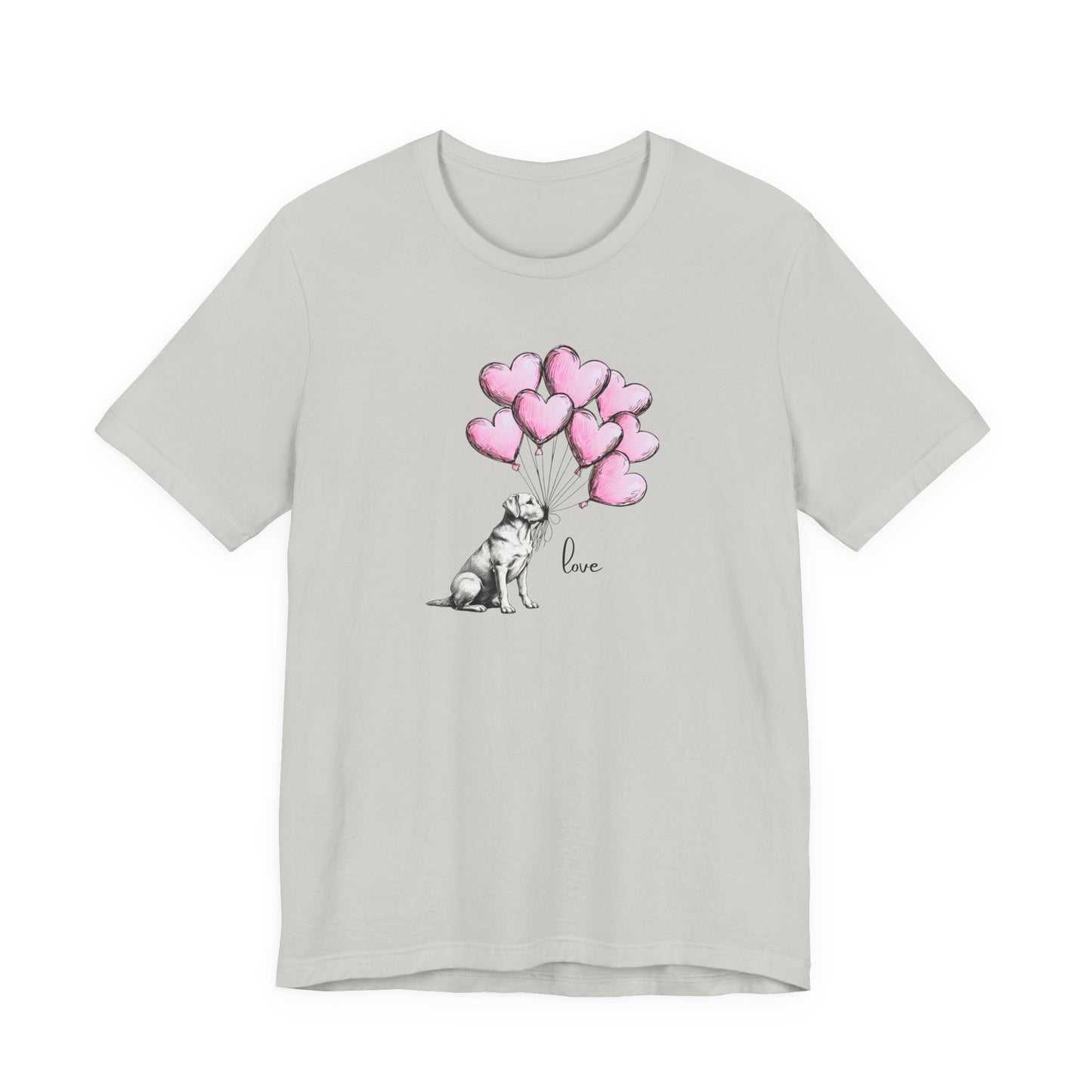 Dog Lover T-Shirt Labrador Retriever Holding Heart Balloons