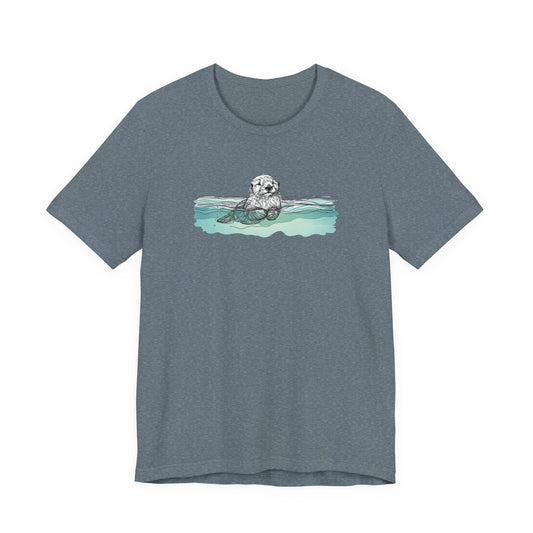 Floating Sea Otter Tee, Peaceful Ocean Graphic Shirt