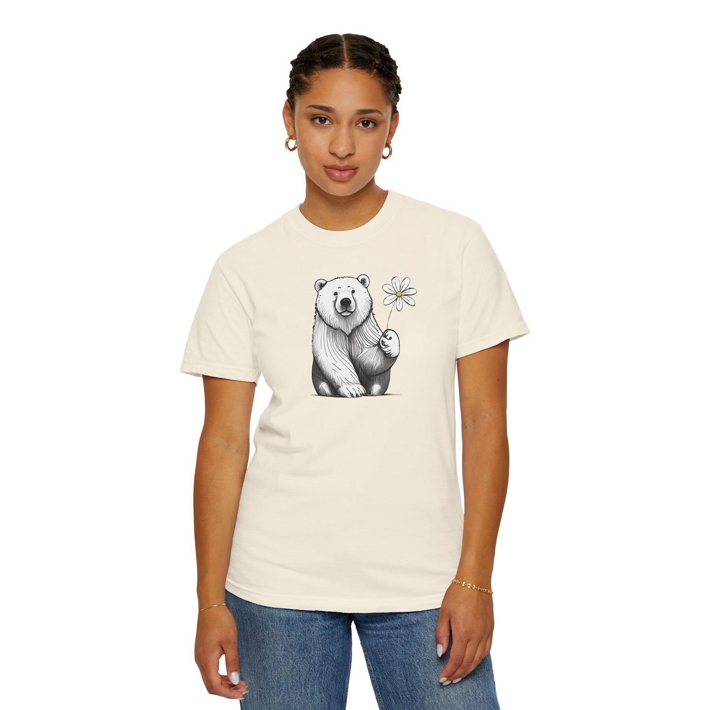 Engraved Bear & Daisy Graphic Tee | Comfort Colors® Heritage Artisan Sketch Shirt