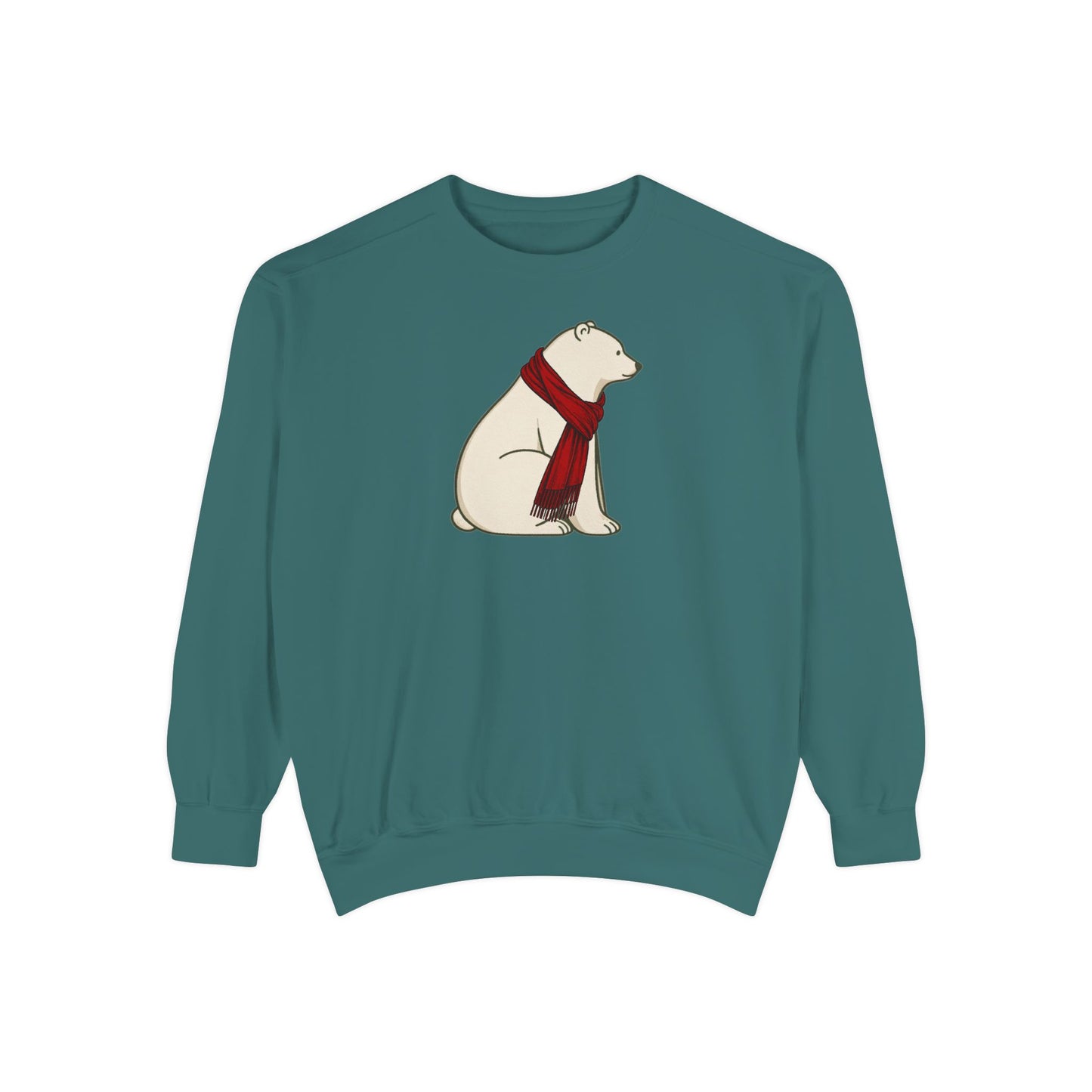 Polar Bear Scarf Sweatshirt | Cozy Winter Bear Crewneck