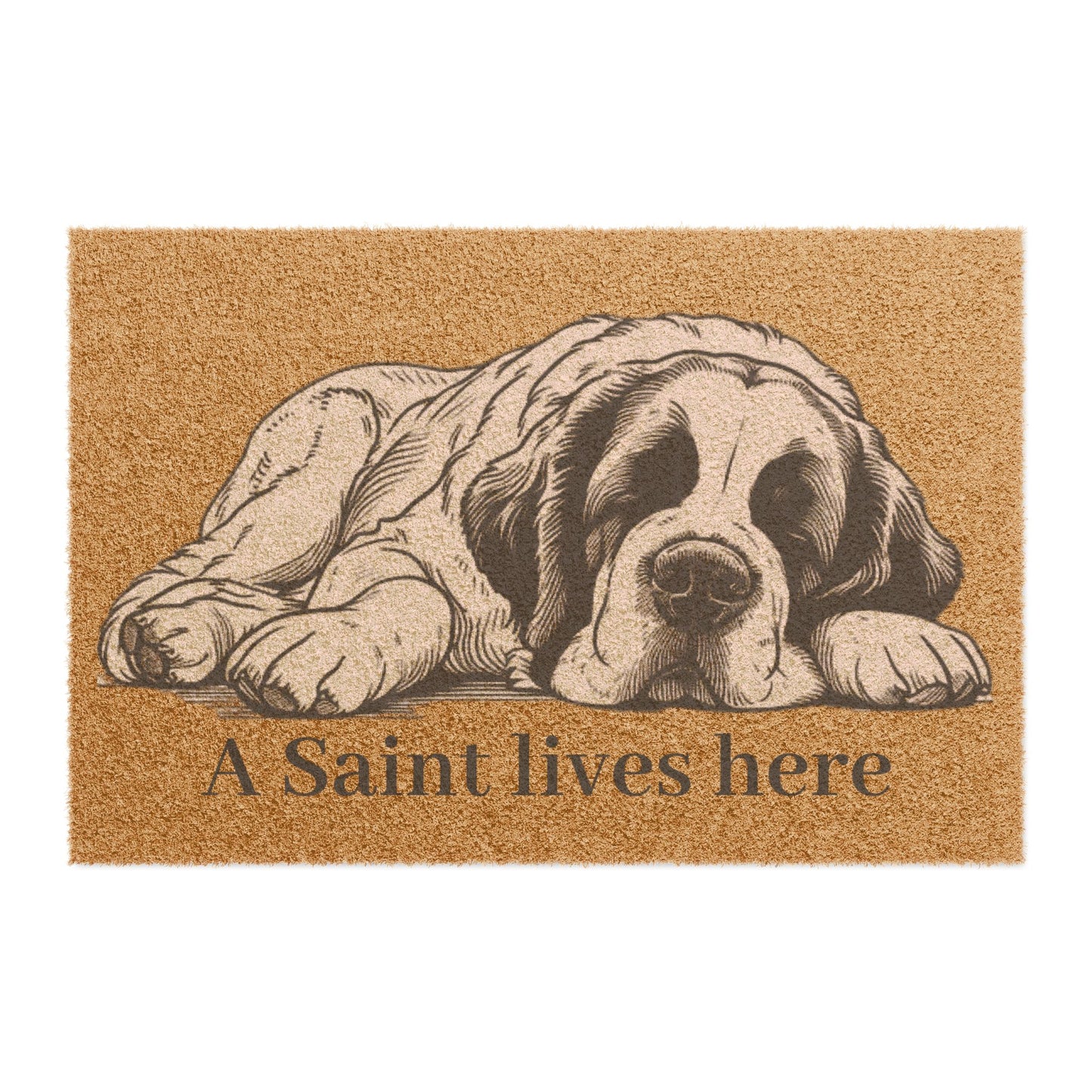 A Saint Lives Here Doormat