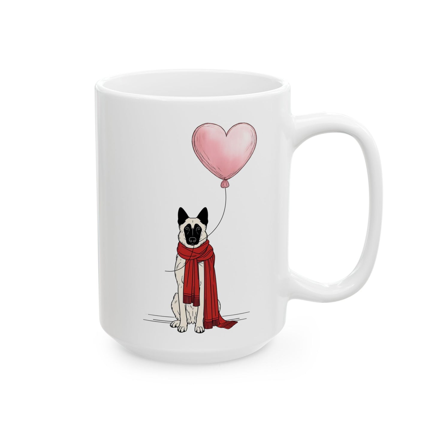Minimalist Winter Malinois Heart Balloon Mug