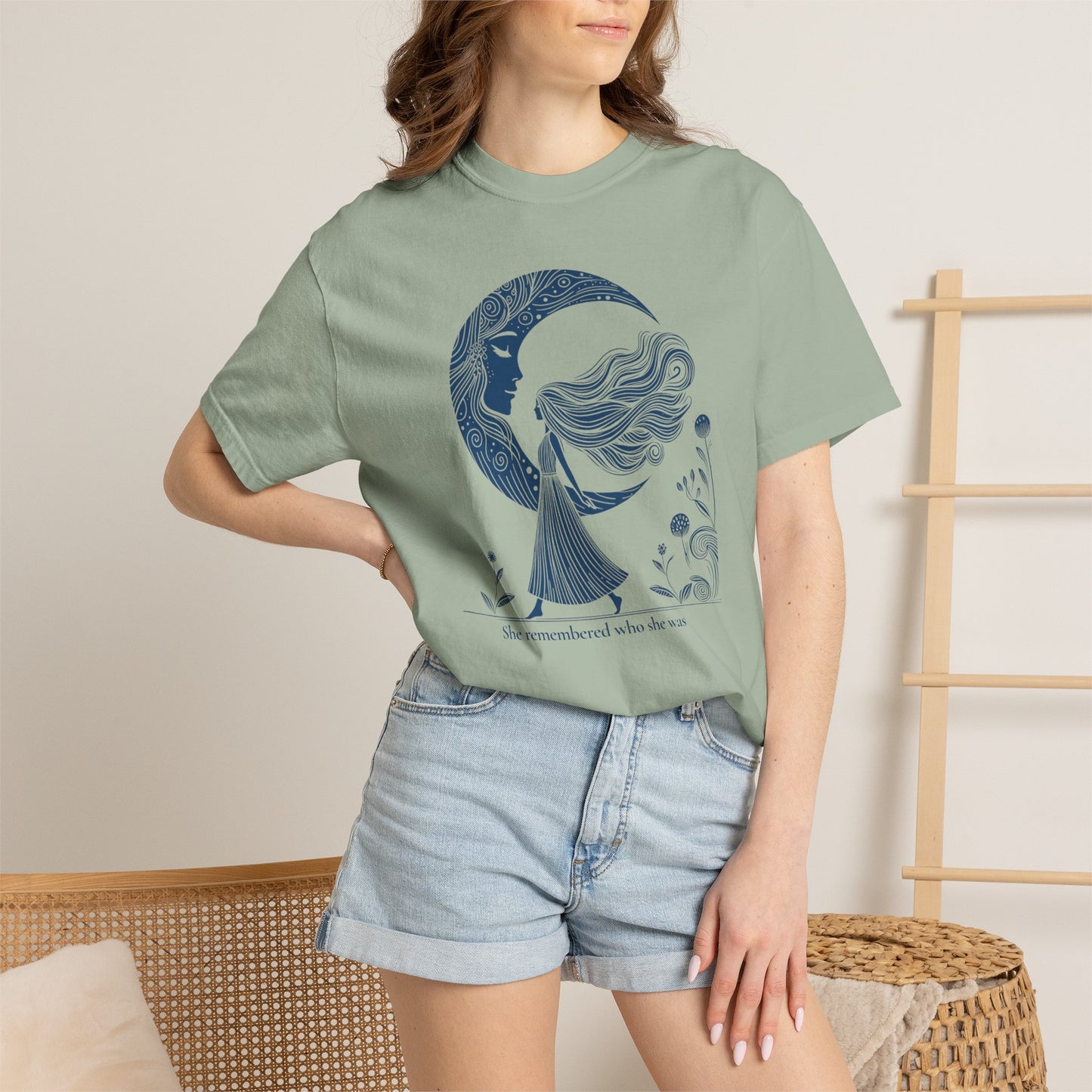 Moon Goddess "She Remembered Who She Was" Comfort Colors T-Shirt