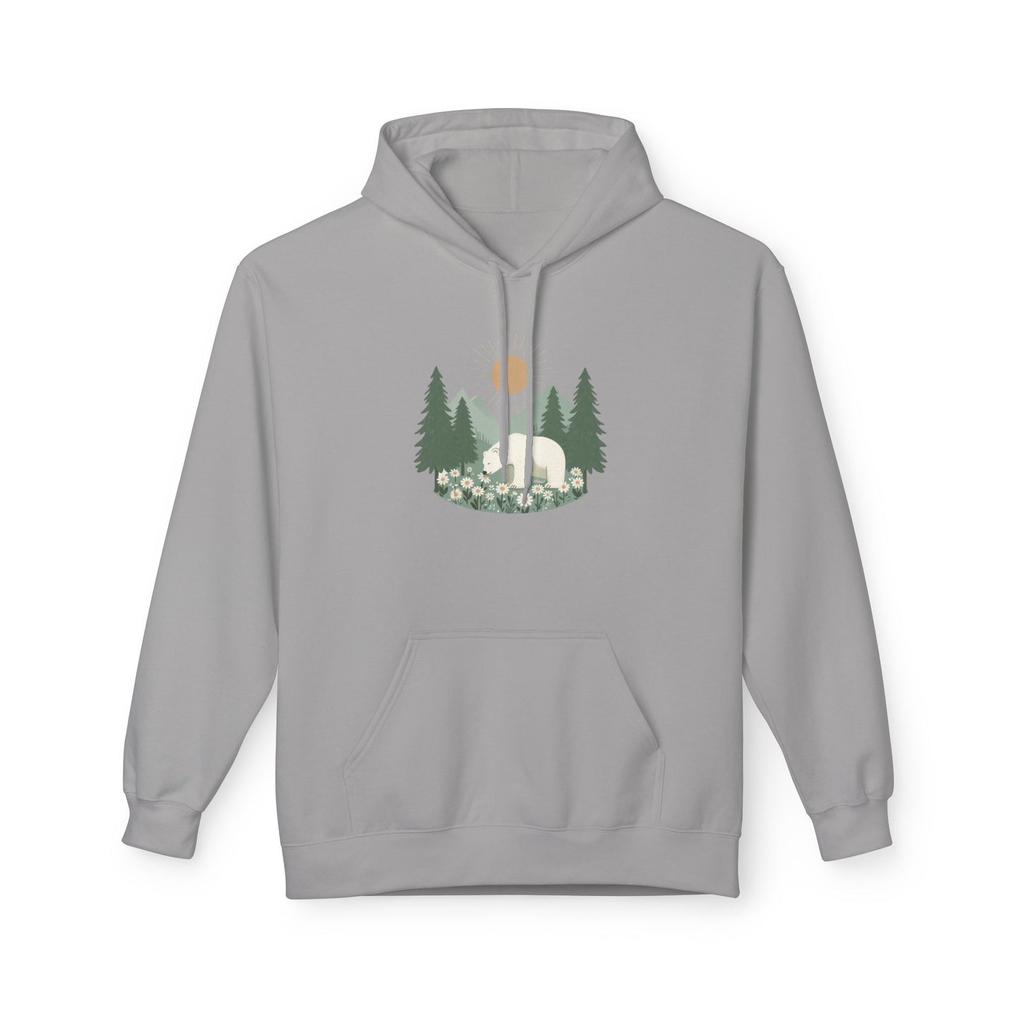 Kind Earth Polar Bear Hoodie, Nature Graphic Midweight Sweatshirt
