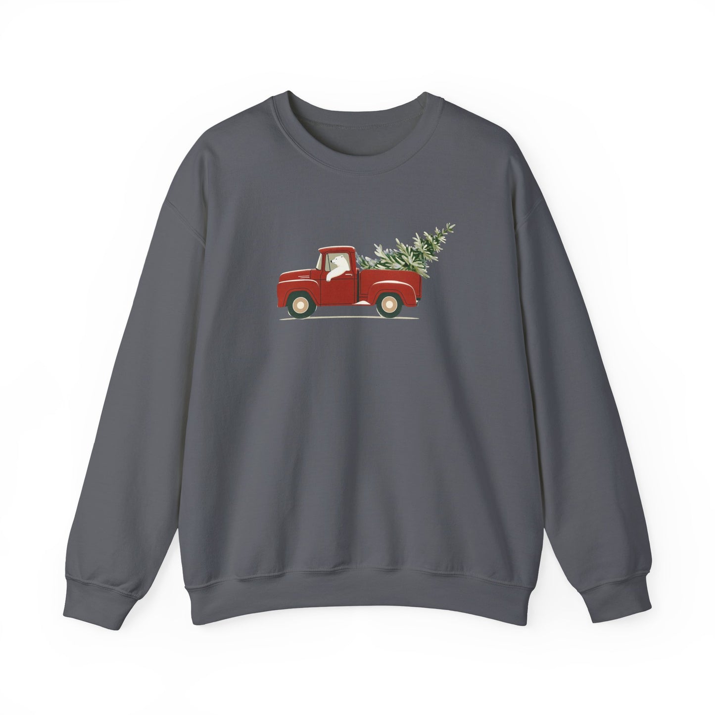 Polar Bear Christmas Truck, Cozy Red Vintage Truck Design Sweatshirt