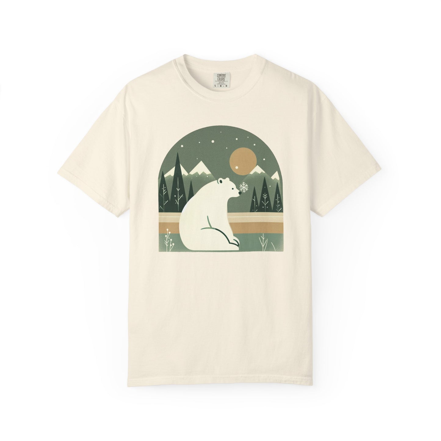 Polar Bear Nightscape T-Shirt | Retro Forest Moon Graphic