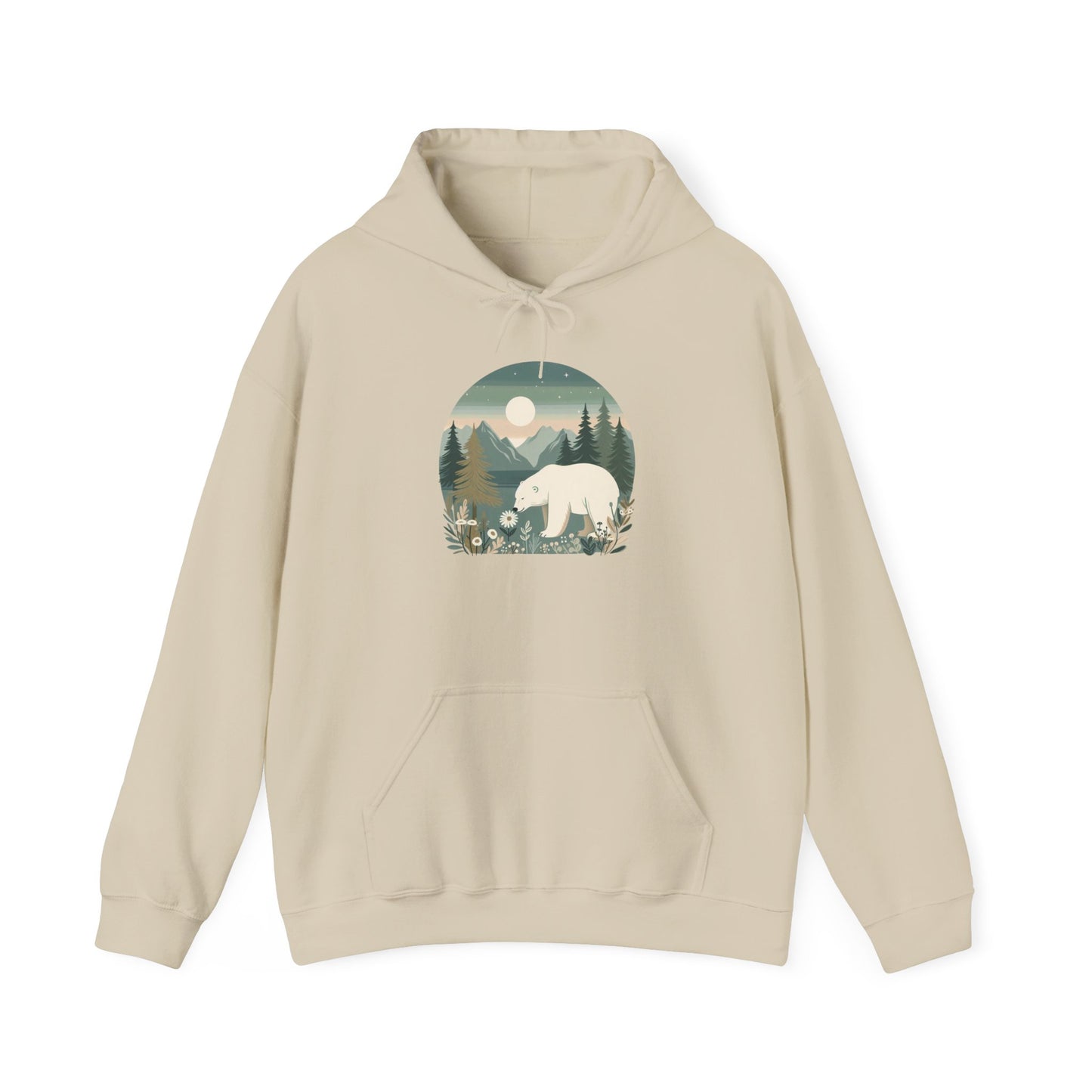 Moonlight Polar Bear Hoodie | Peaceful Nature-Inspired Sweatshirt
