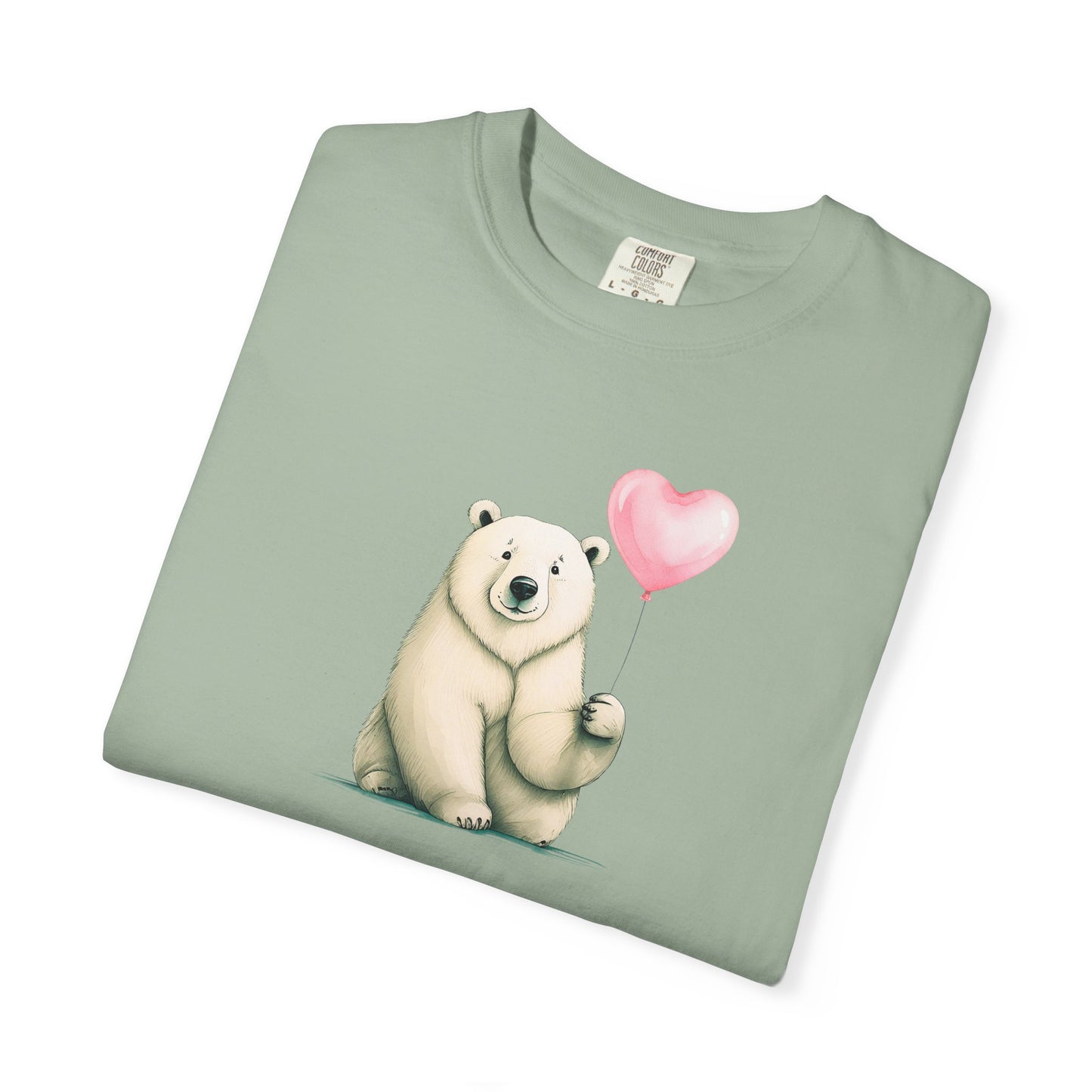Sweetheart Polar Bear & Heart Balloon Tee | Comfort Colors® Heritage Graphic Shirt