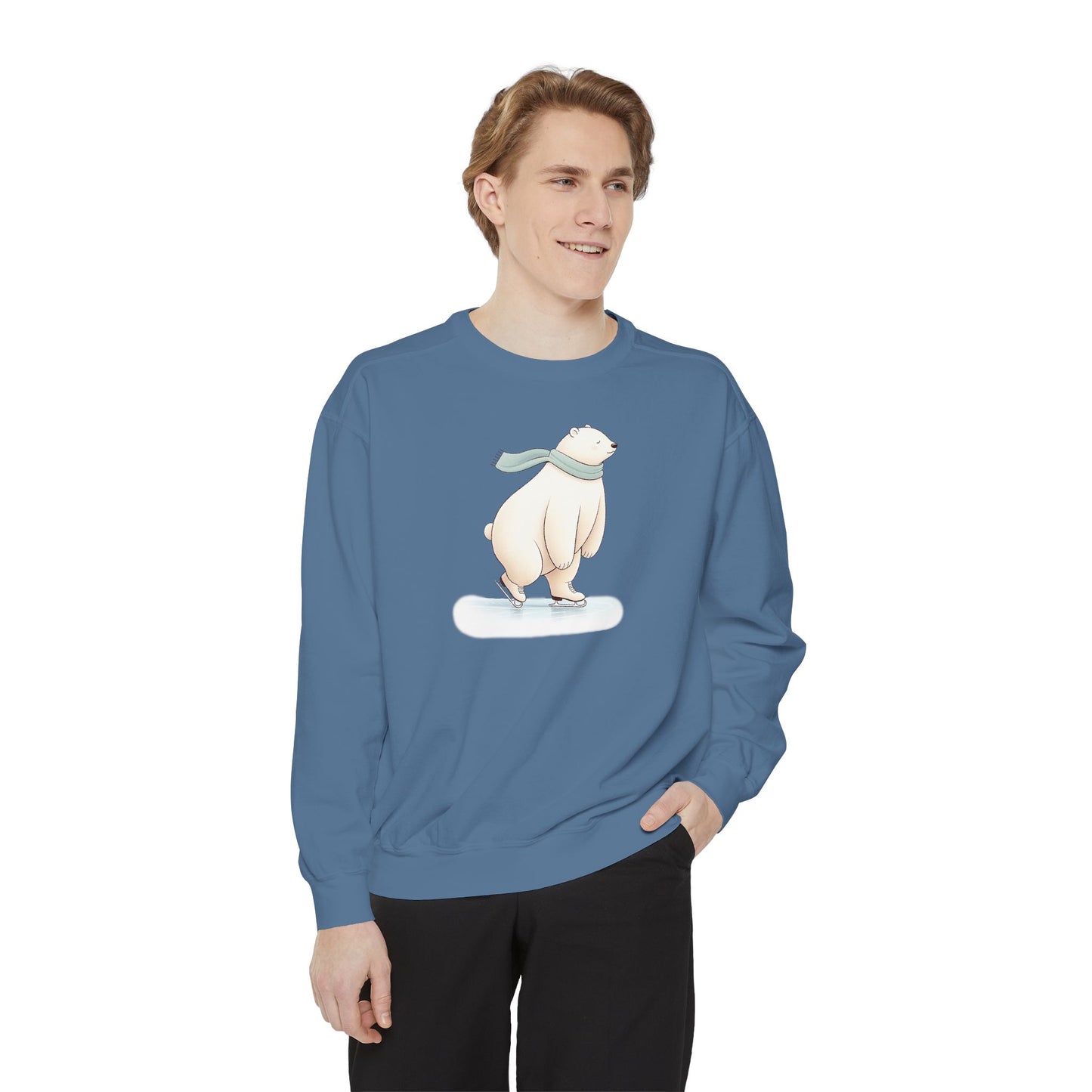 Ice Skating Polar Bear Comfort Colors Sweatshirt