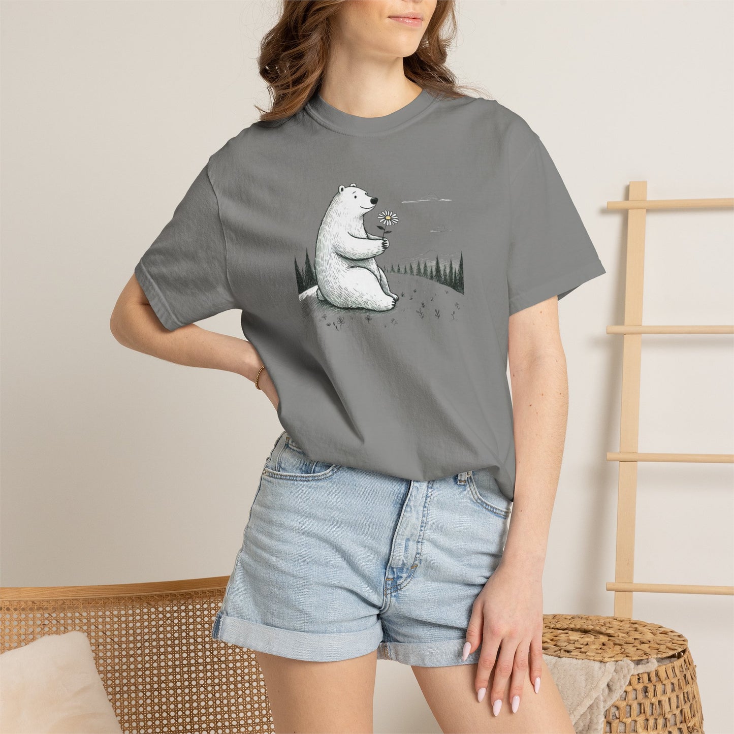 Woodland Bear Wildflower Comfort Colors Tee