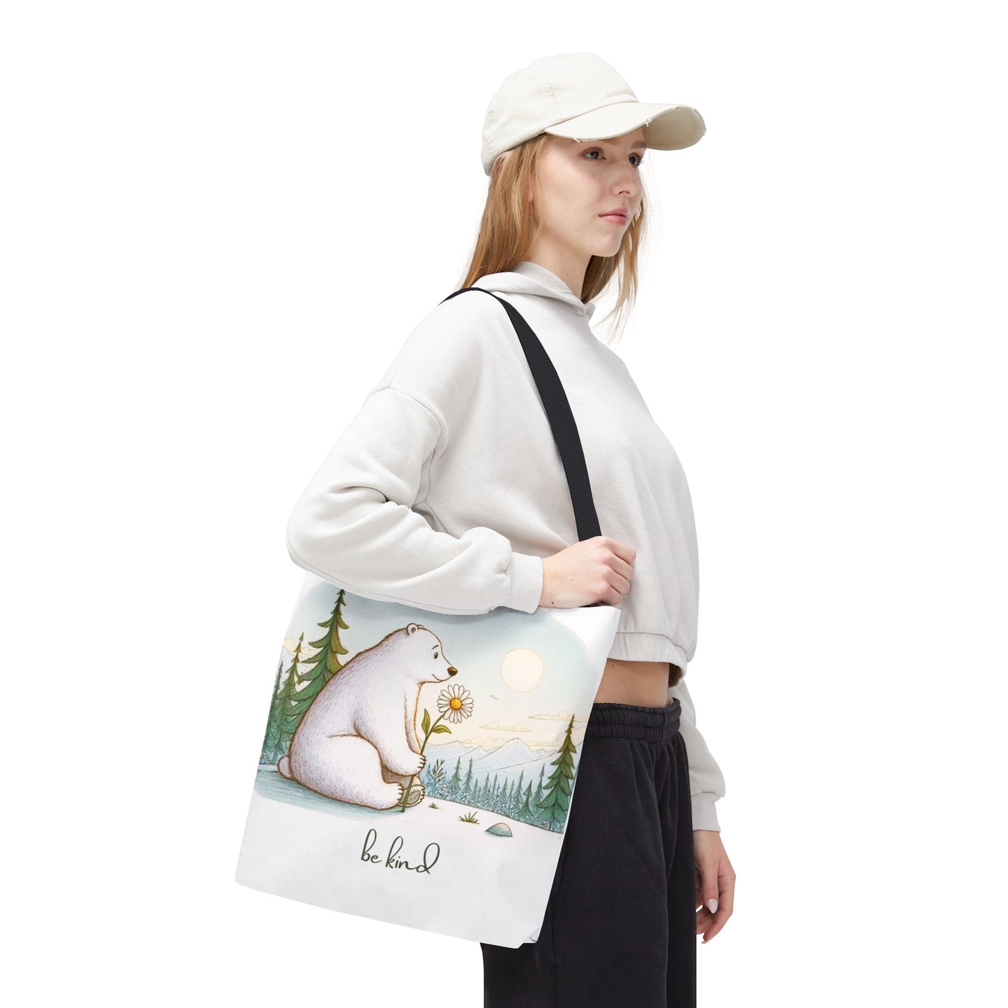 Be Kind Polar Bear Tote Bag Double Sided Print