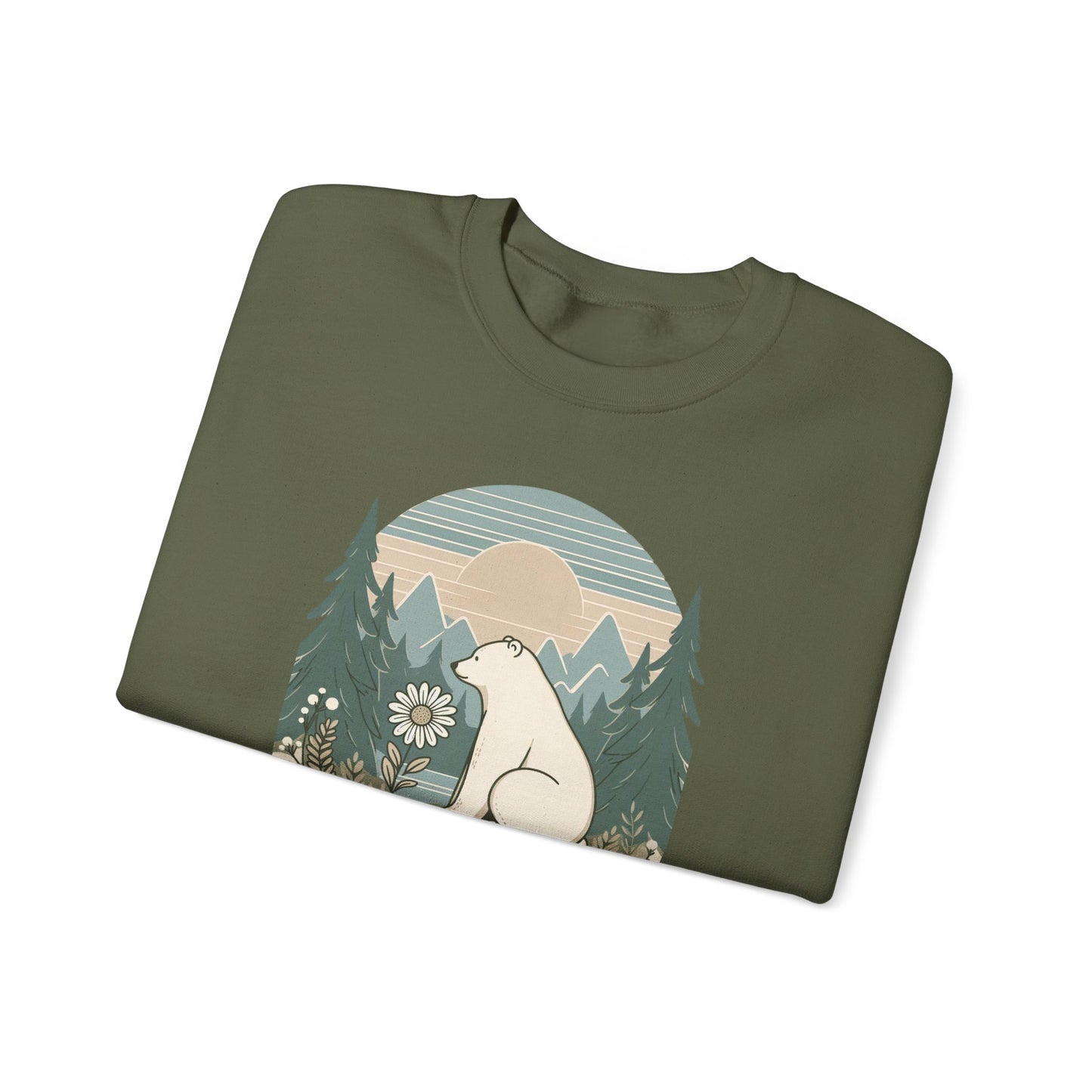 Polar Bear Daisy Sweatshirt | Cozy Nature Graphic Pullover