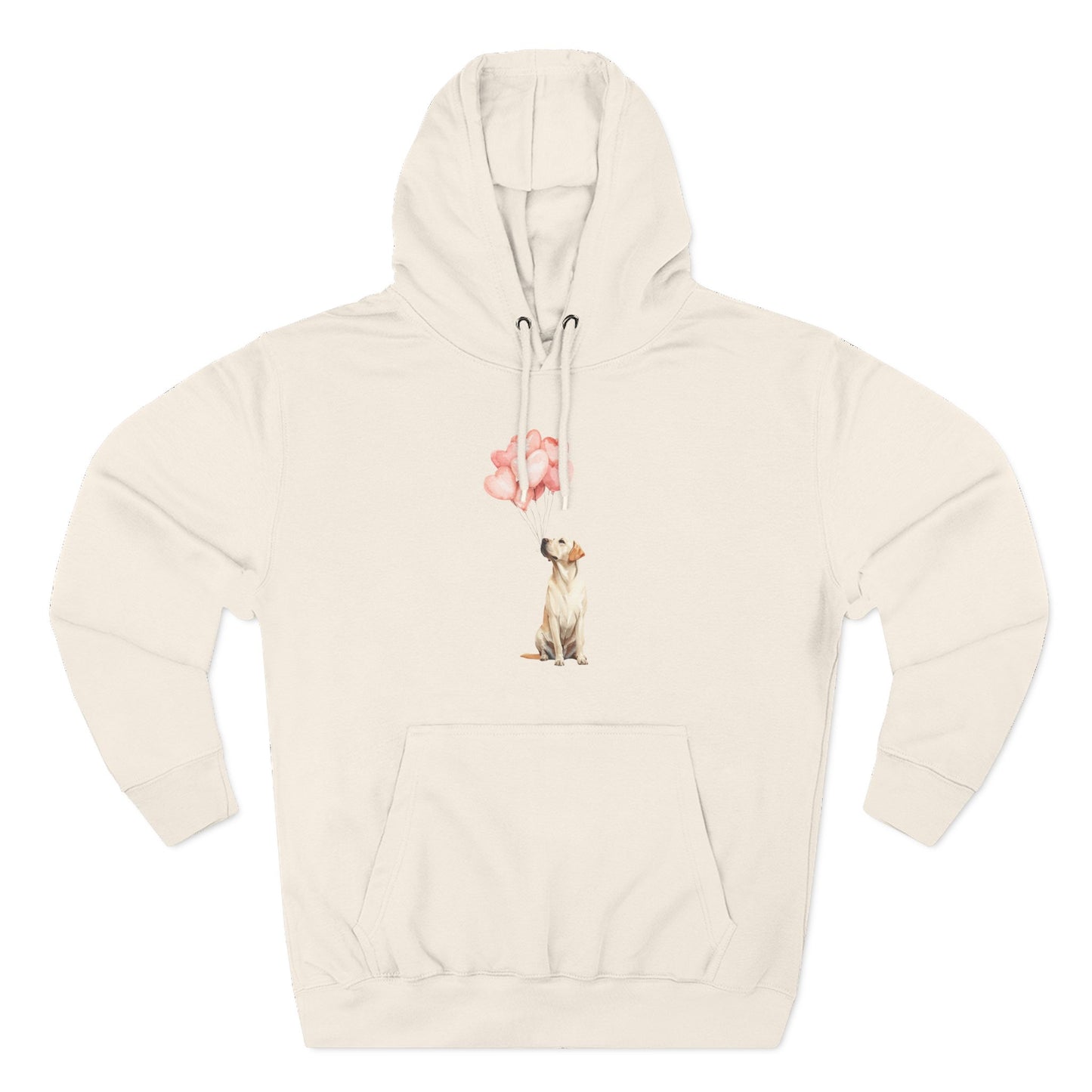 Yellow Labrador with Heart Balloons Hoodie