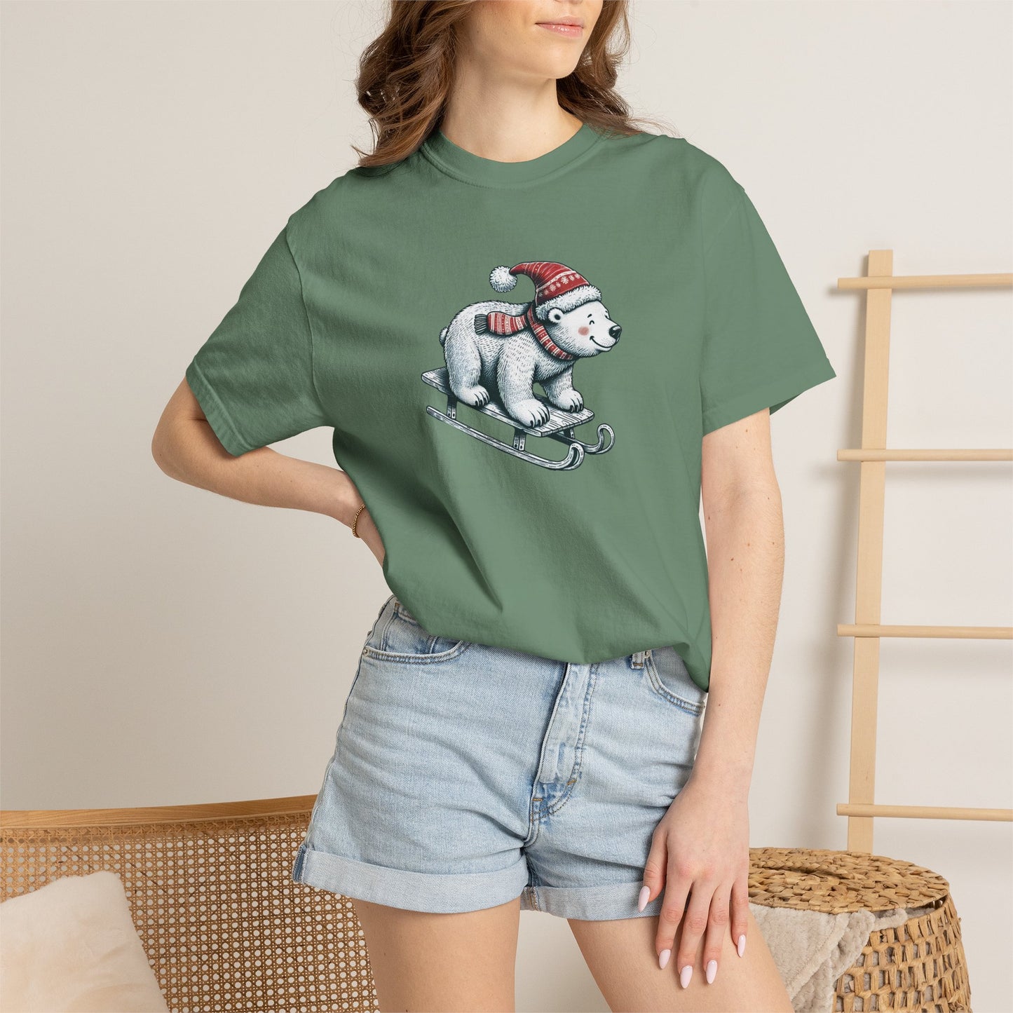 Let It Snow Polar Bear Comfort Colors Tee