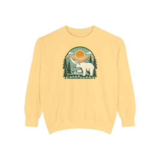 Polar Bear Daisy Sunset Comfort Colors Sweatshirt