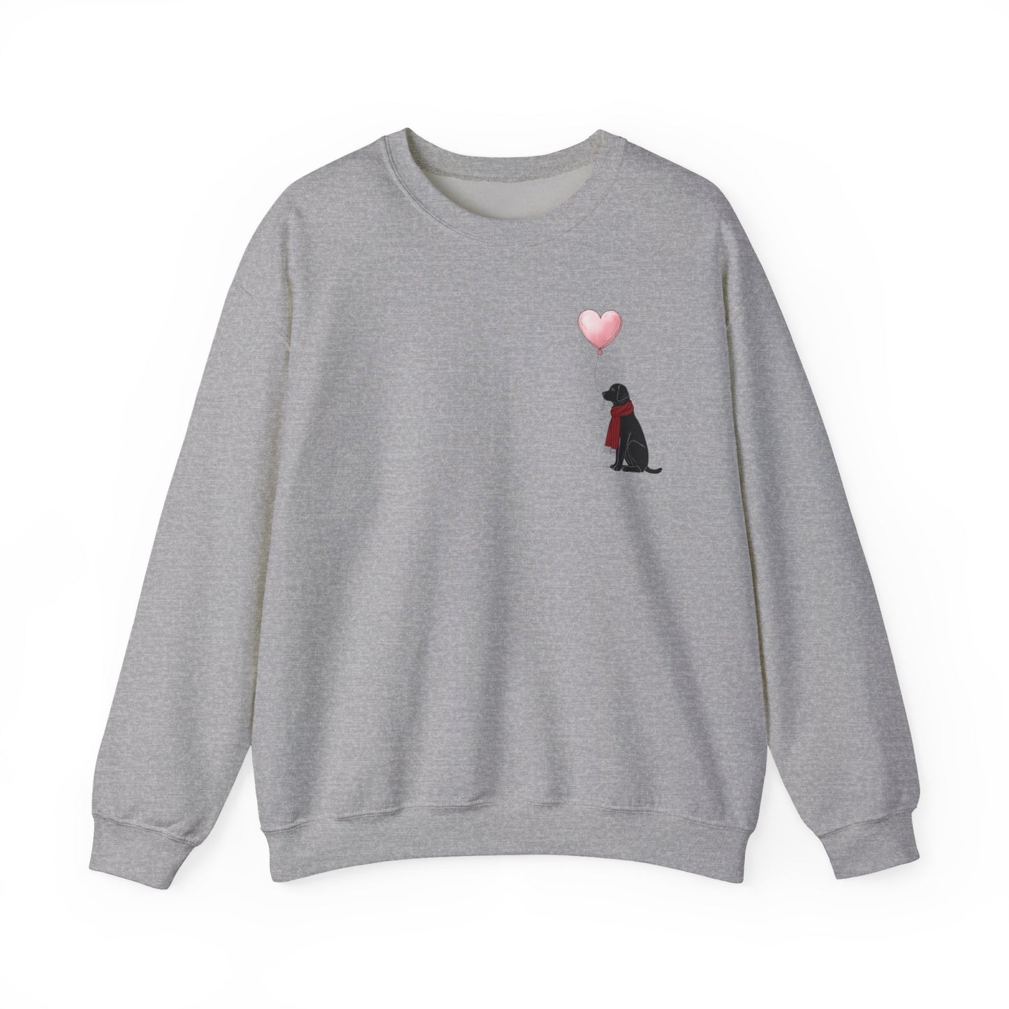 Black Labrador with Heart Balloon Sweatshirt