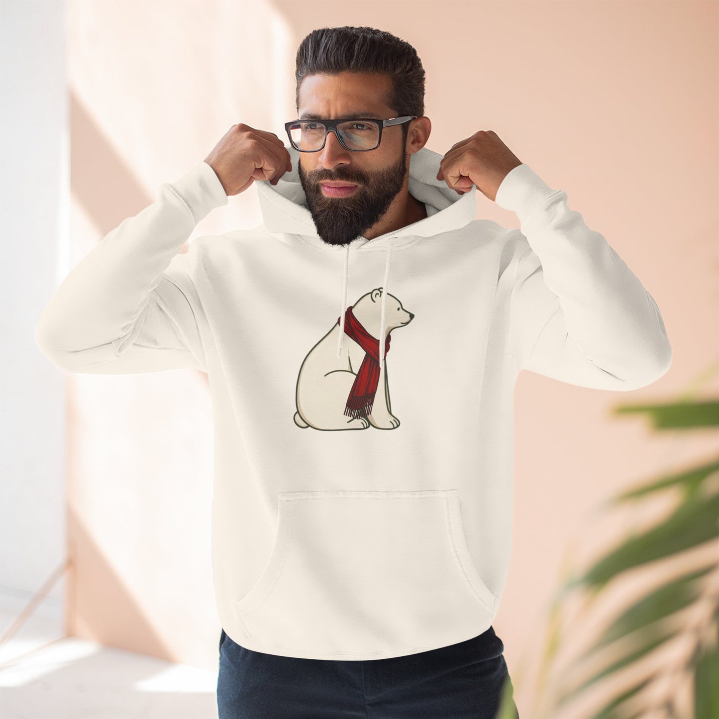 Polar Bear Scarf Hoodie | Cozy Winter Bear Sweatshirt