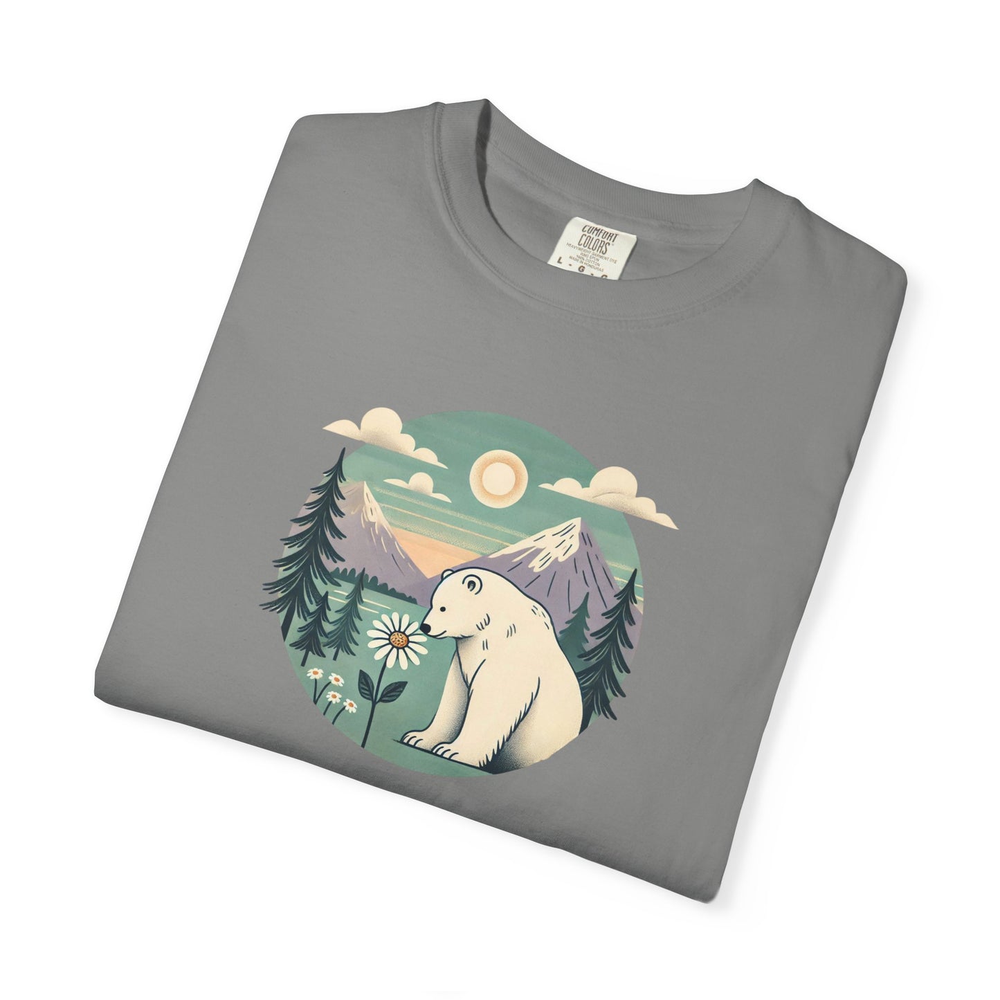 Polar Bear Daisy Mountain Comfort Colors Tee