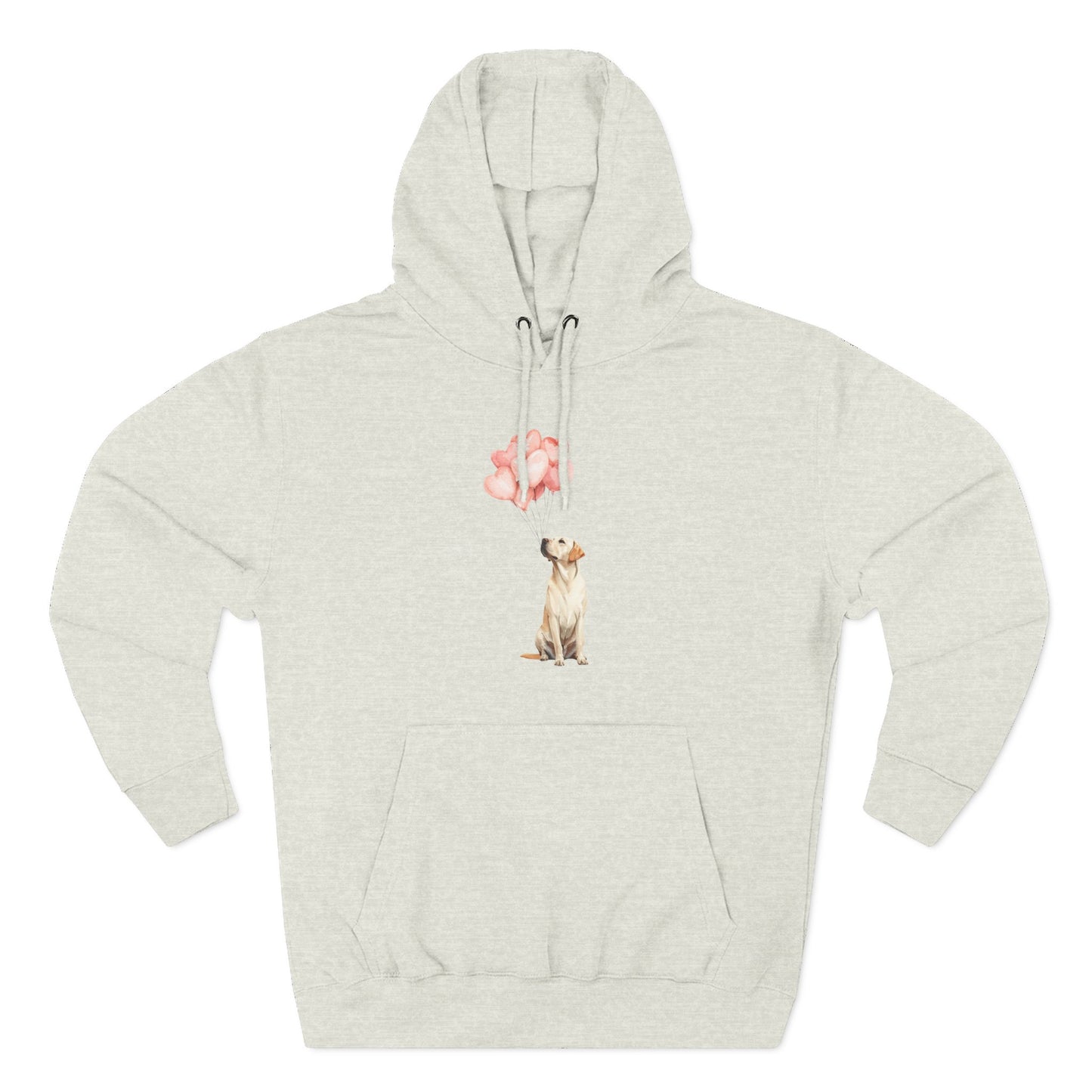 Yellow Labrador with Heart Balloons Hoodie