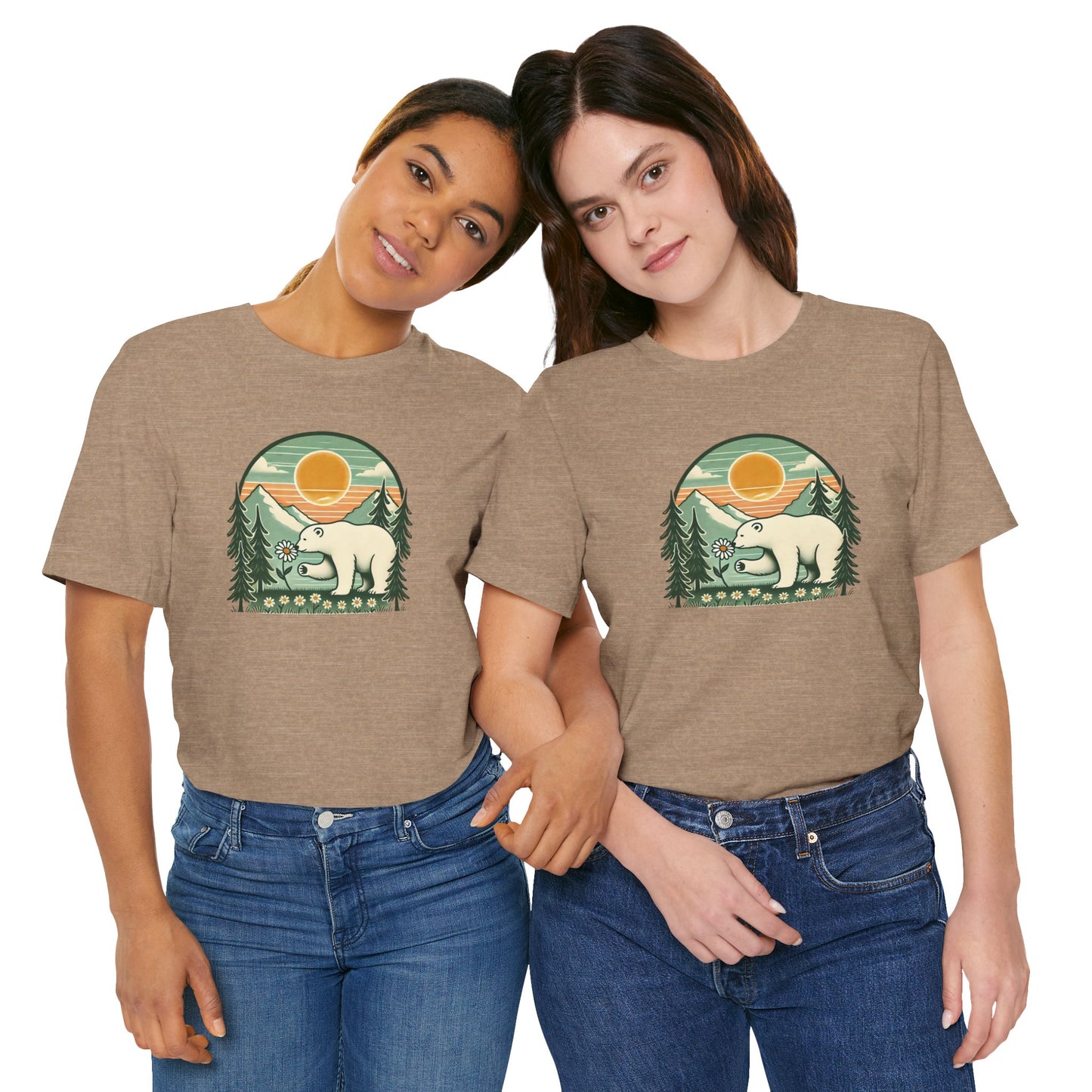 Polar Bear Daisy Tee | Nature Graphic T-Shirt