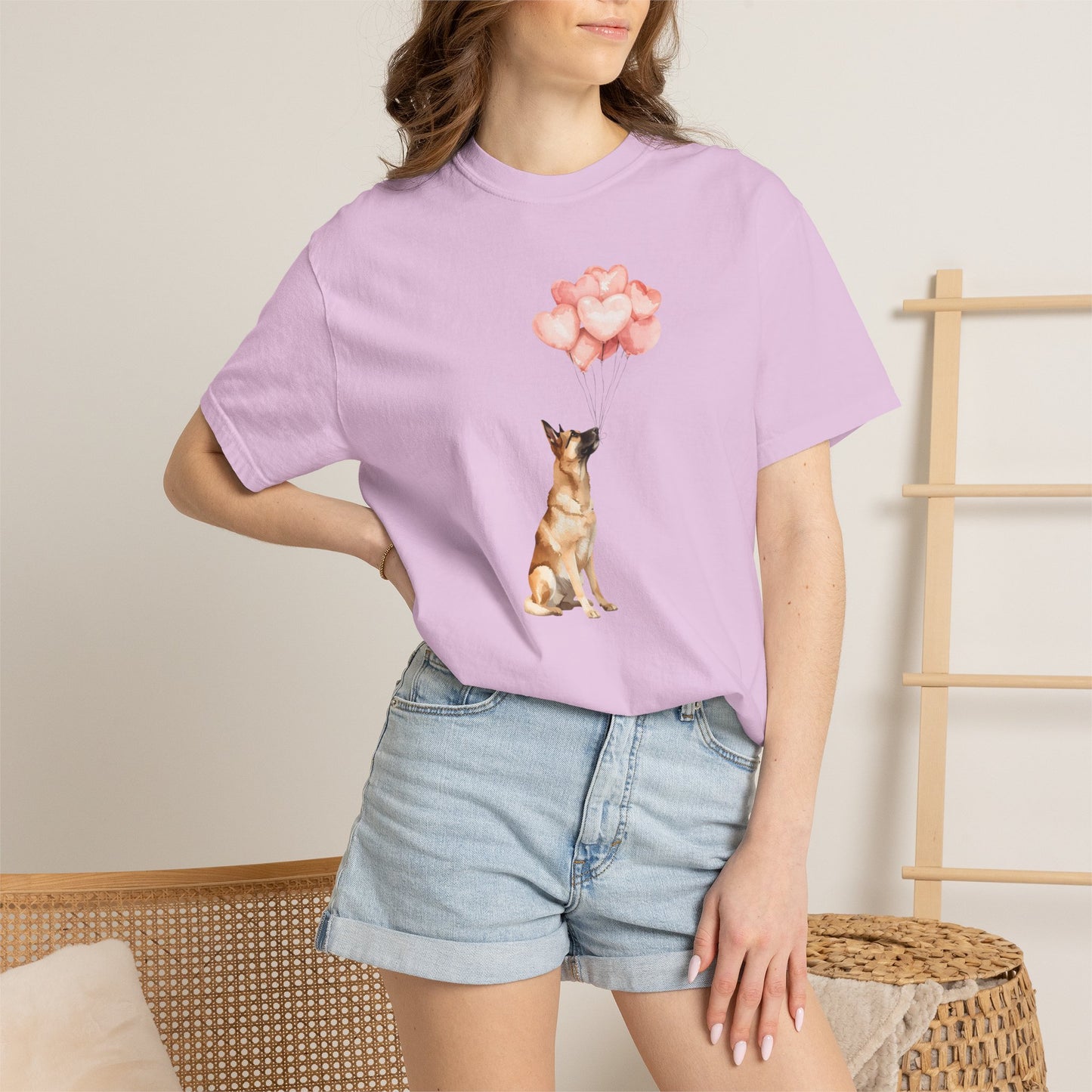 Belgian Malinois with Heart Balloons Comfort Colors Tee
