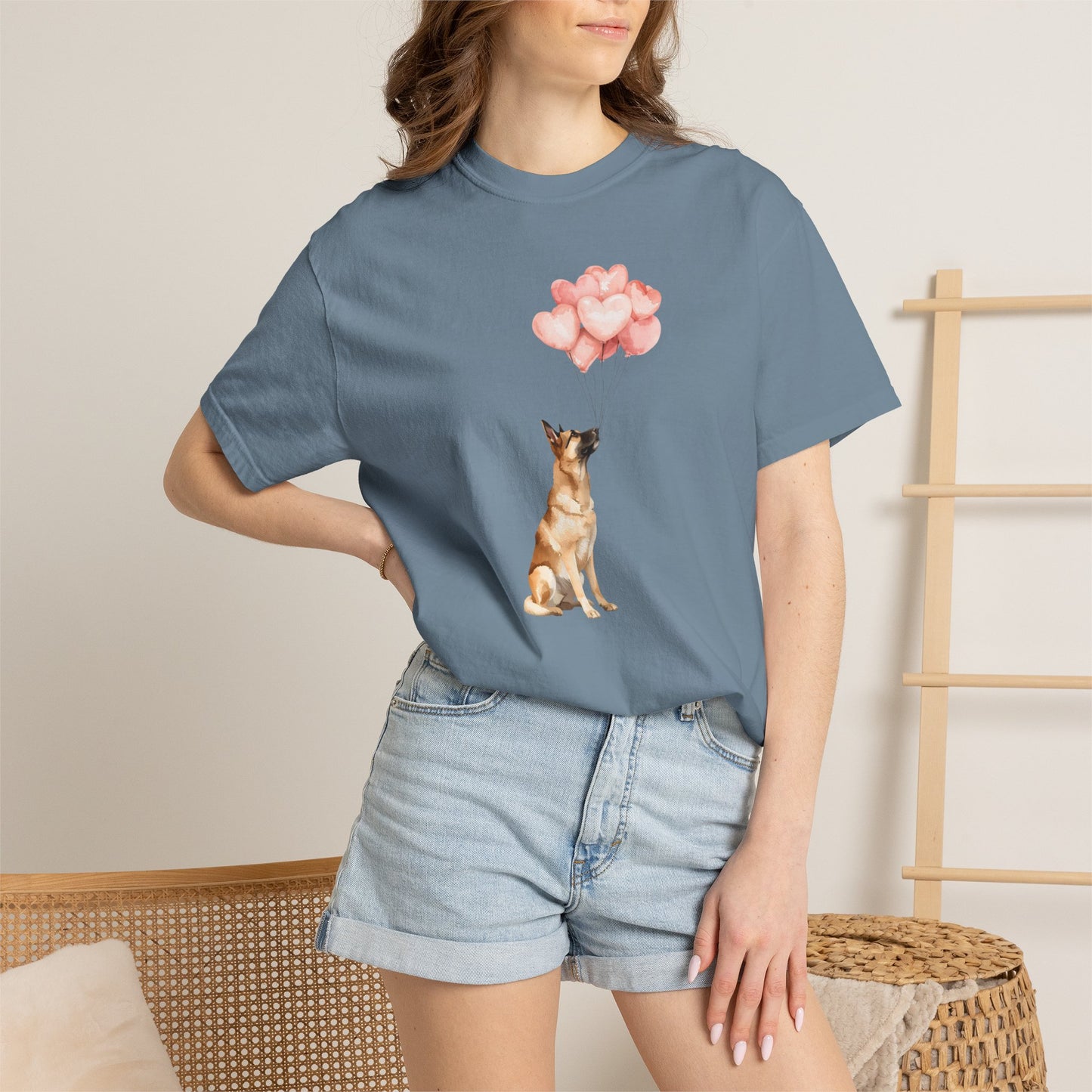 Belgian Malinois with Heart Balloons Comfort Colors Tee