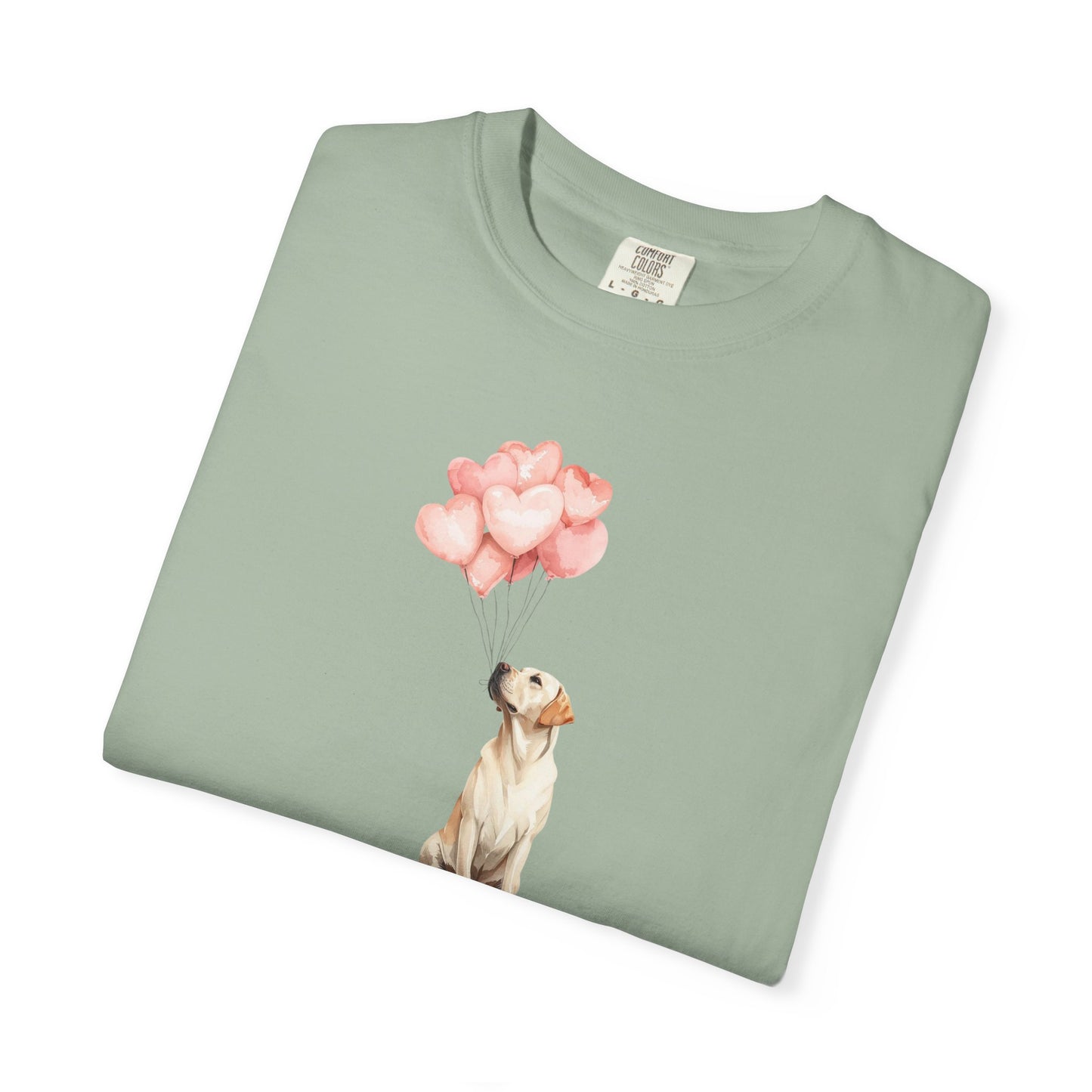 Yellow Labrador with Heart Balloons Tee