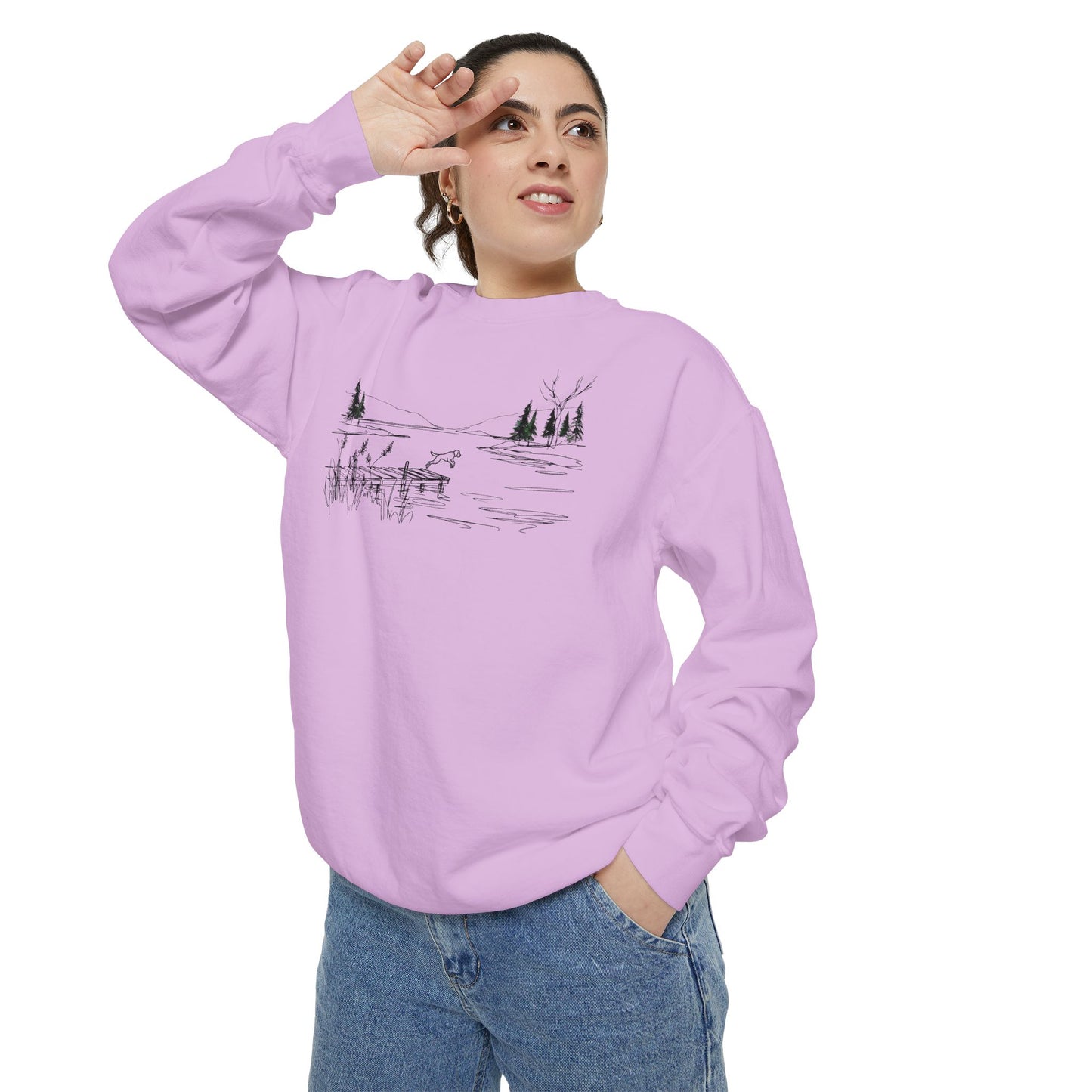 Minimalist Lake Dog Sweatshirt