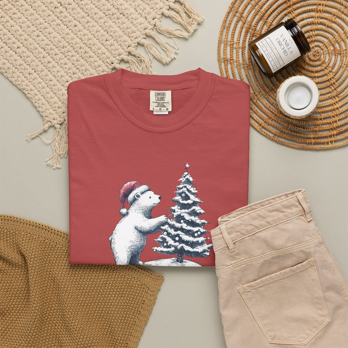 Polar Bear Christmas T-Shirt | Christmas Tree Comfort Colors Tee