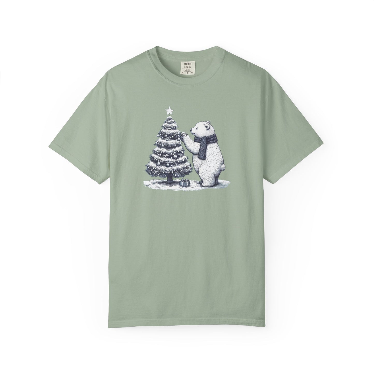 Vintage Polar Bear Christmas Tree Comfort Colors Tee