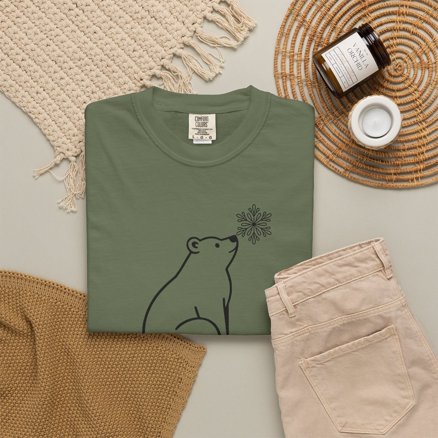 Comfort Colors Polar Bear Snowflake Tee