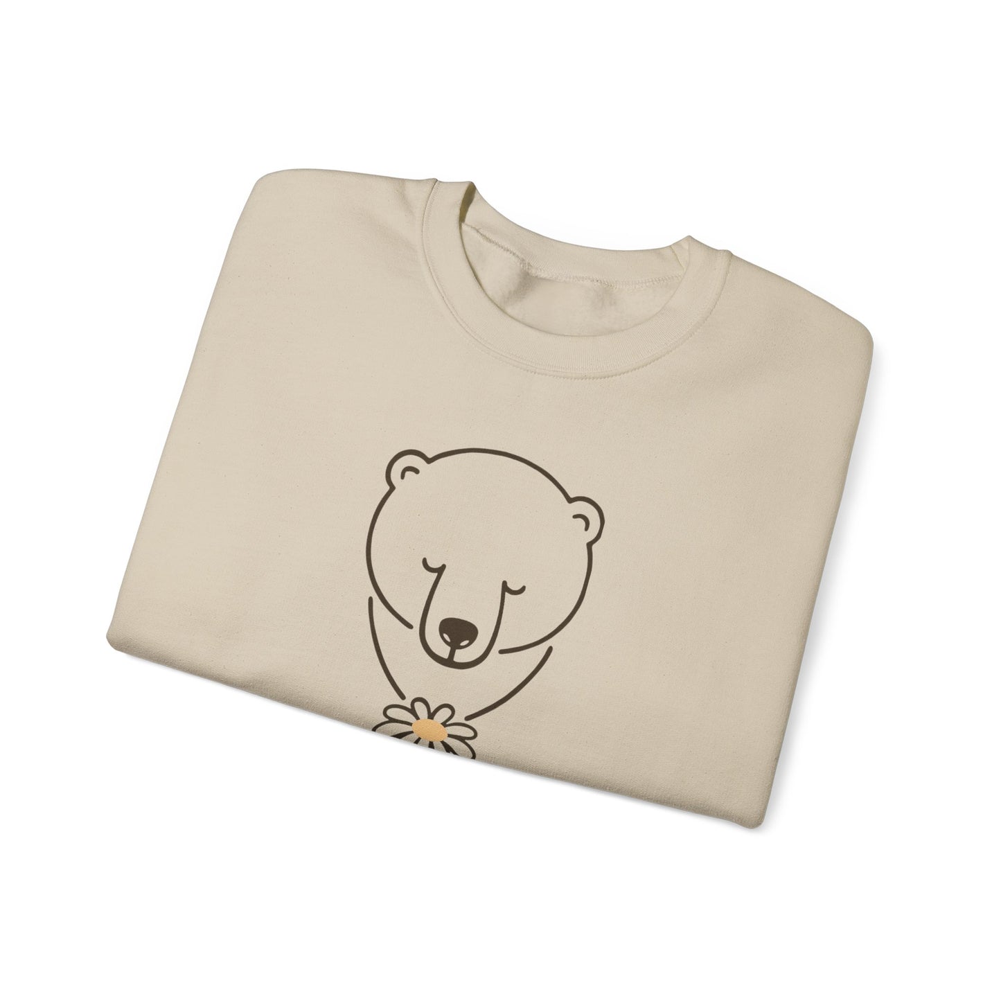 Polar Bear Wildflower Sweatshirt | Minimalist Nature Graphic